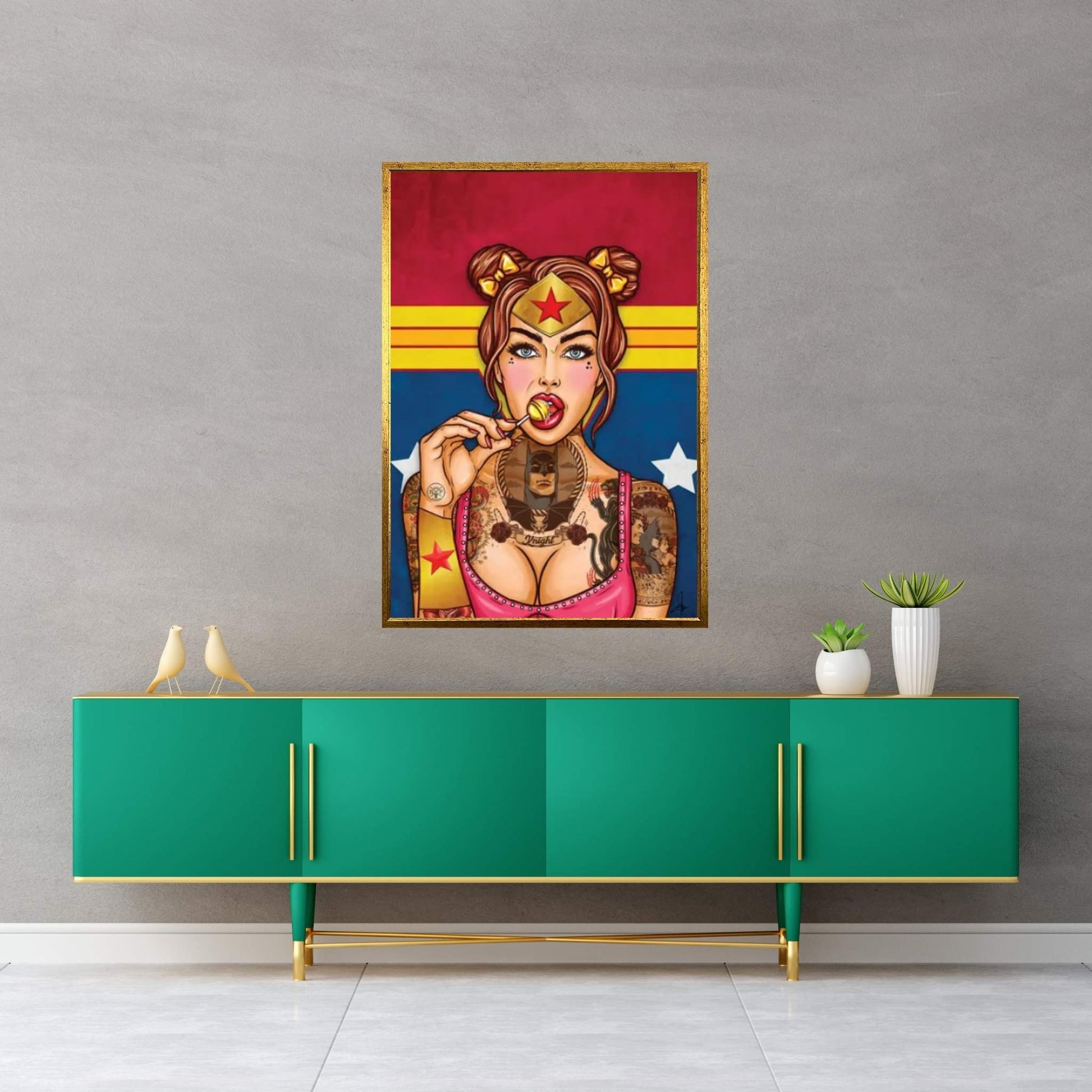 Wonder Woman Pinup Canvas Wall Art - Y Canvas