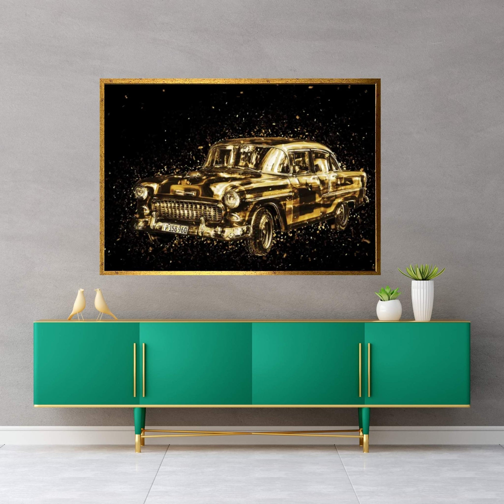 Golden - Classic Car Canvas Wall Art - Y Canvas