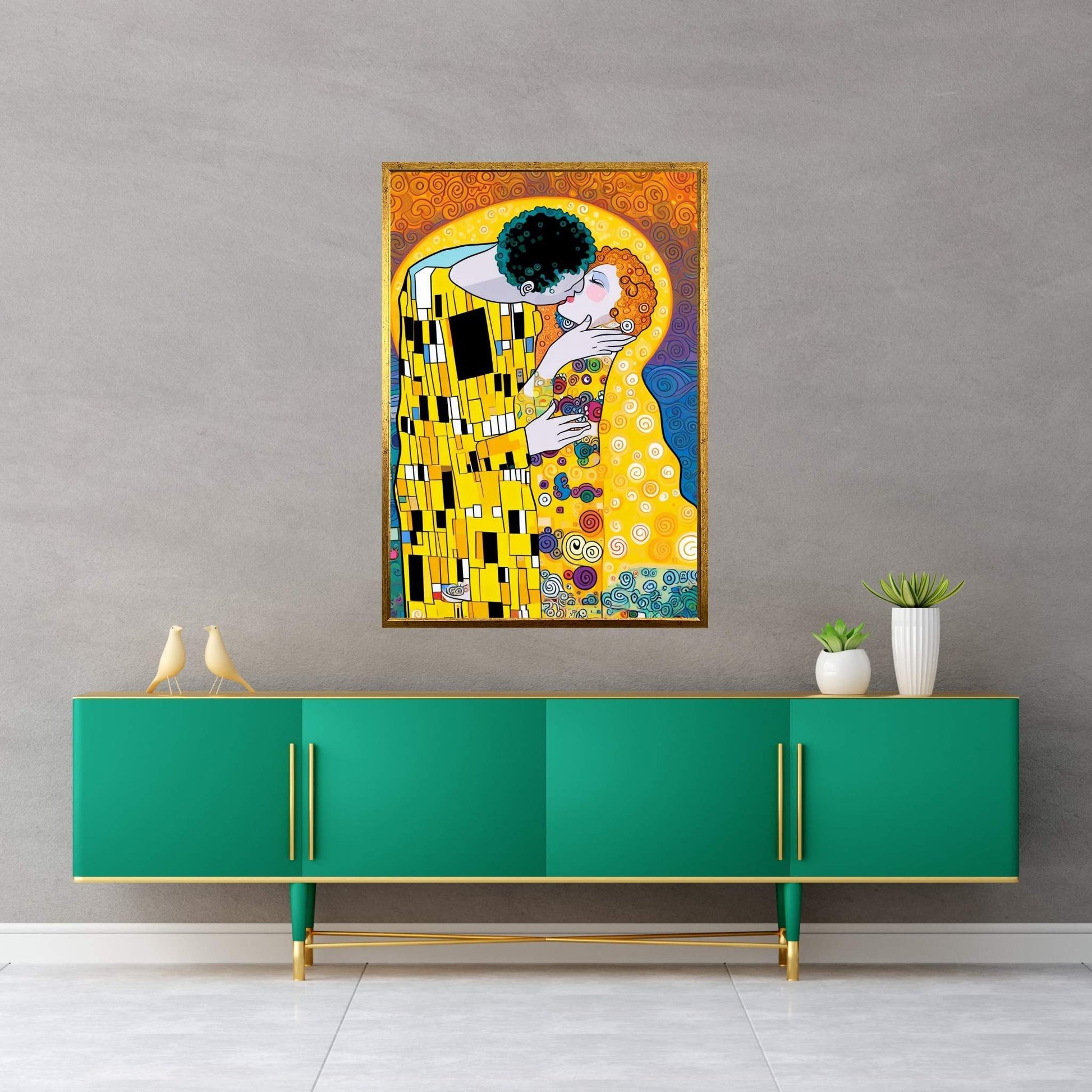 Gustav Klimt The Kiss Reproduction Canvas Wall Art - Y Canvas