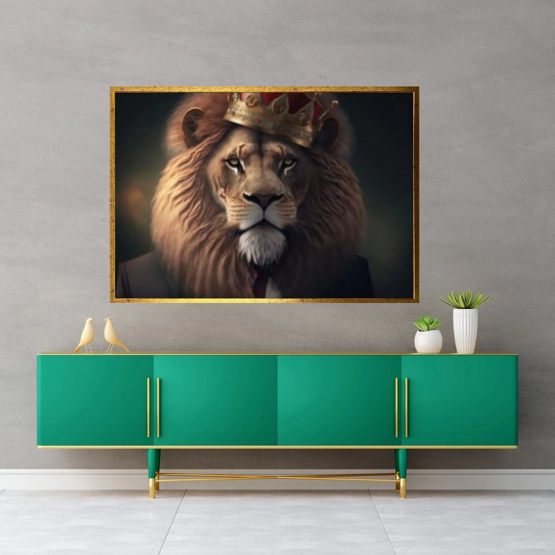 King Lion Canvas Wall Art Animal Wall Art, Canvas Wall Art,Animal wall art decor Large lion art - Y Canvas