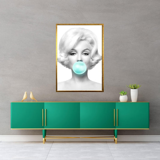 Marilyn Monroe Wall Art Canvas / Monroe Pink Bubble Gum Art Poster - Y Canvas