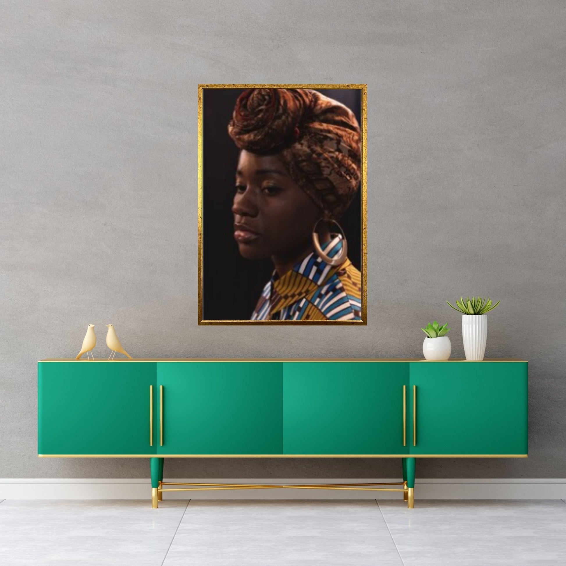 African Black Woman Portrait, Colorful Afro Art, African Woman Makeup Wall Art - Y Canvas