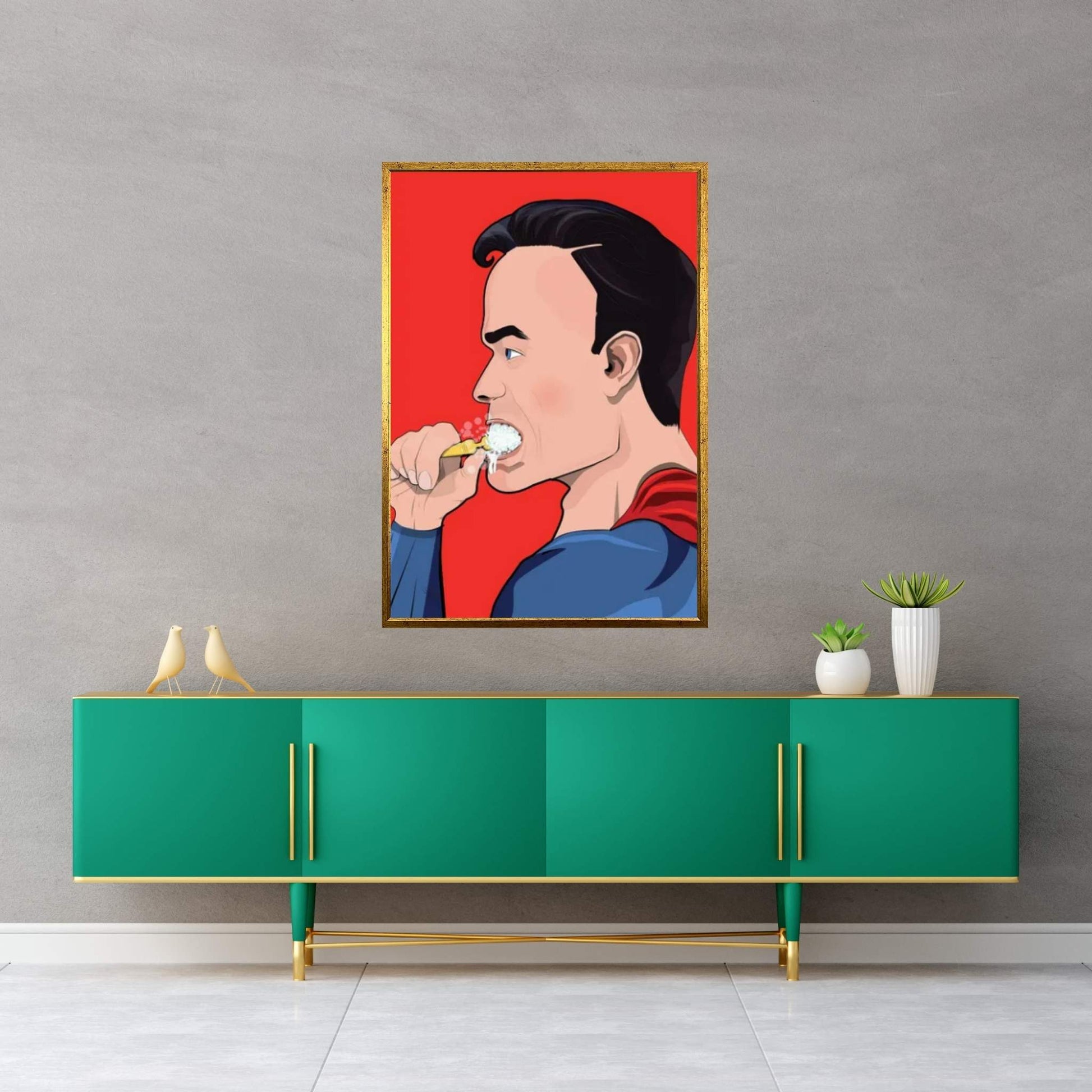 Superman Teeth Canvas Wall Art - Y Canvas