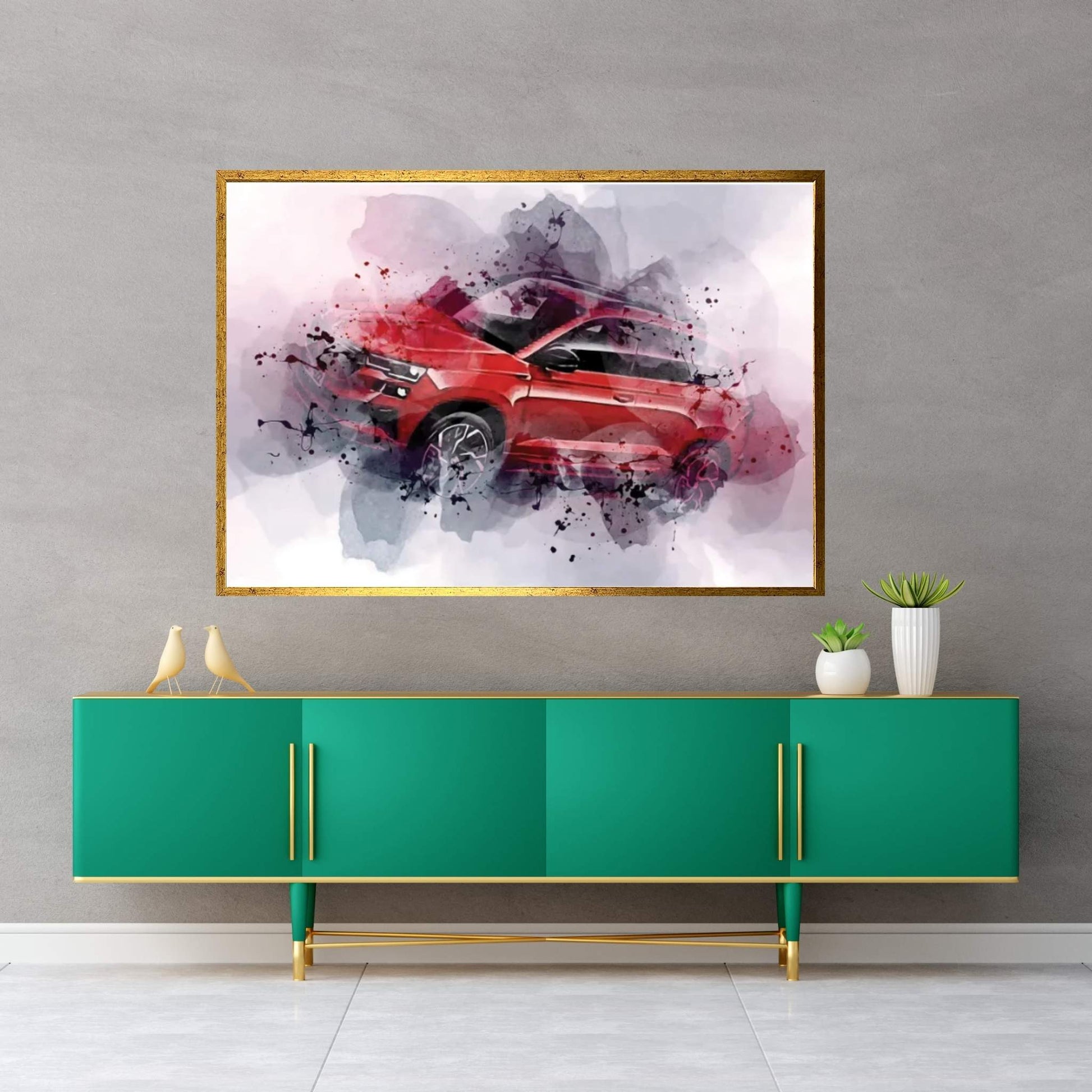 2022 Skoda Karoq Sportline Exterior Red Crossover Canvas Wall Art - Y Canvas