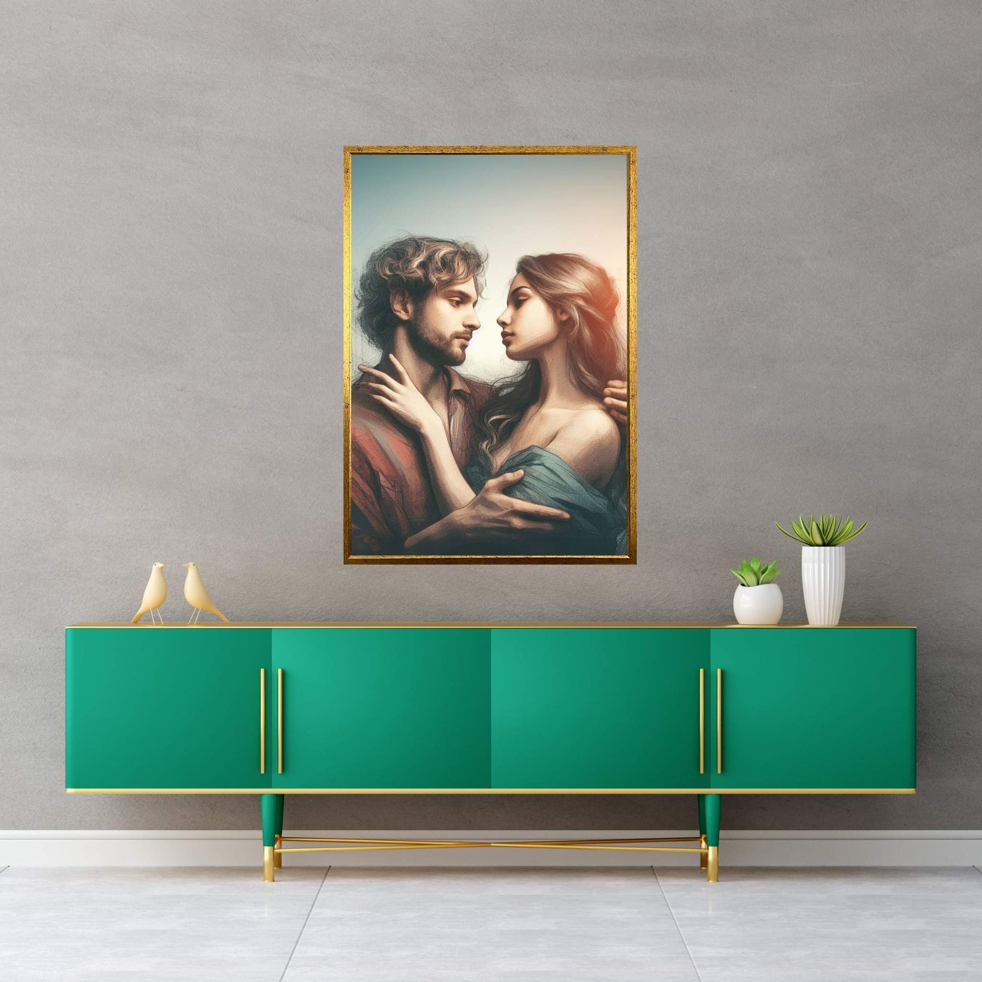 Love Couple Renaissance Style Canvas Wall Art - Y Canvas