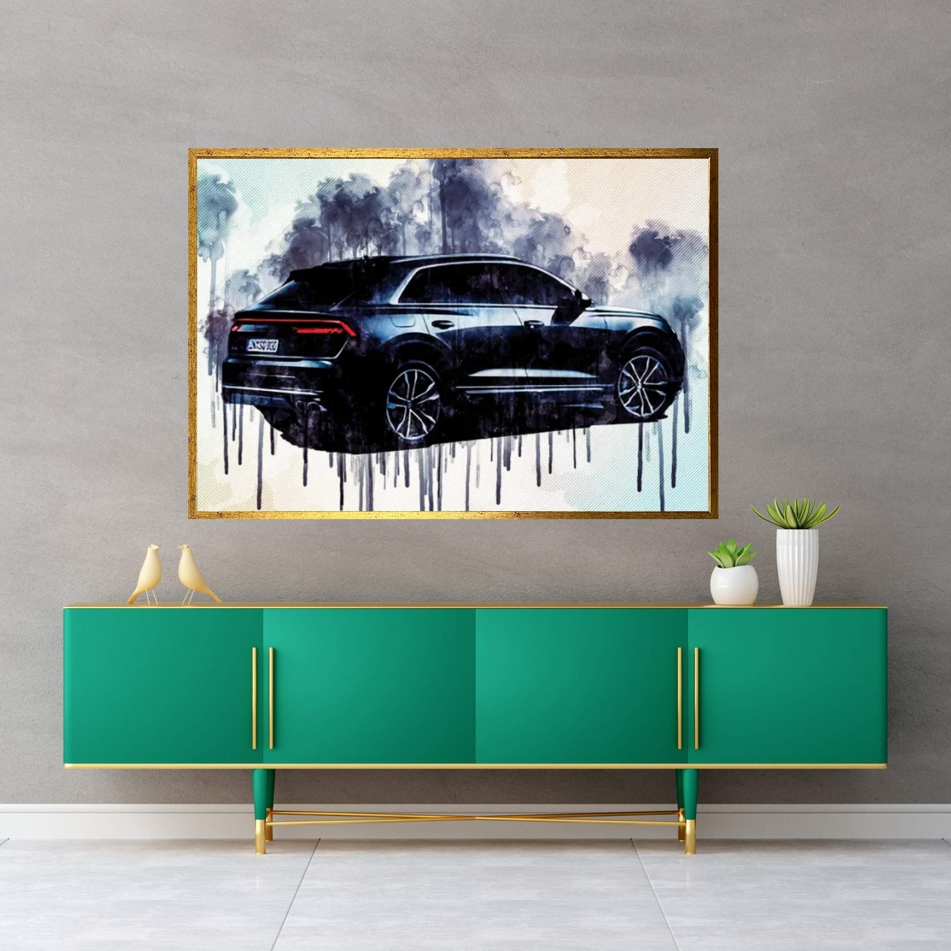 2020 Audi Sq8 Rear View Exterior Gray Suv Canvas Wall Art - Y Canvas