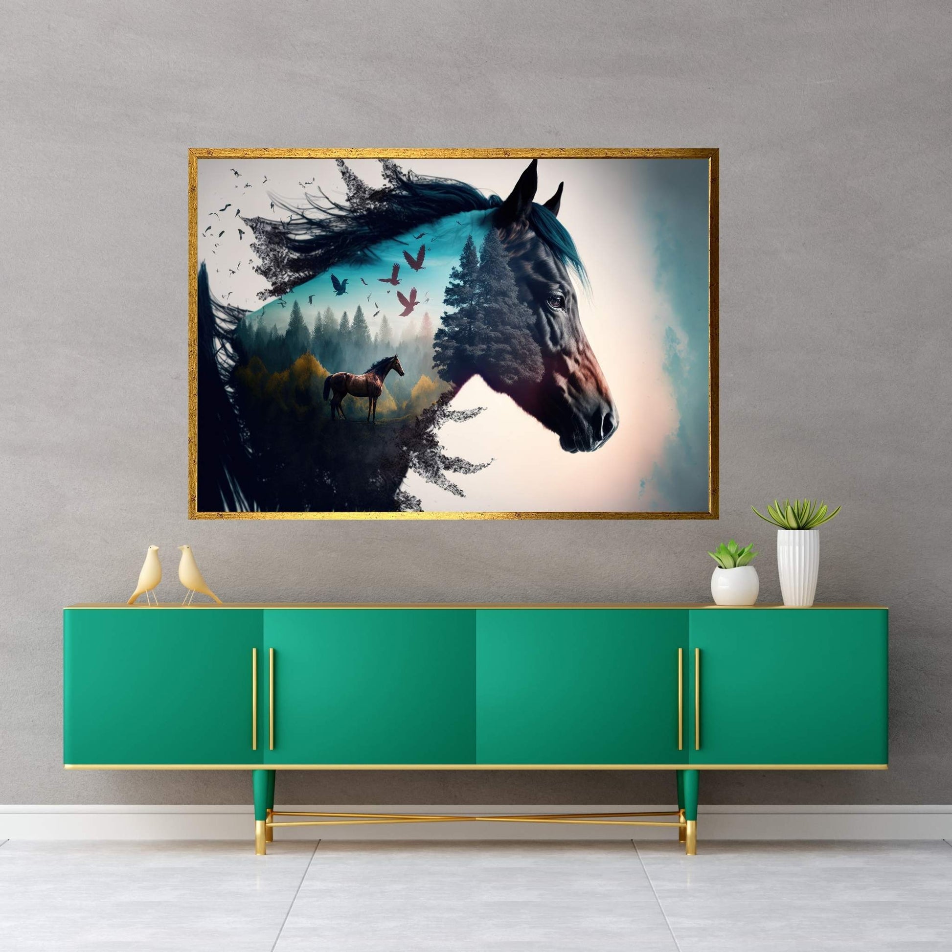 Modern Abstract Beautiful Black Horse Canvas Wall Art , Animal Wall Art - Y Canvas