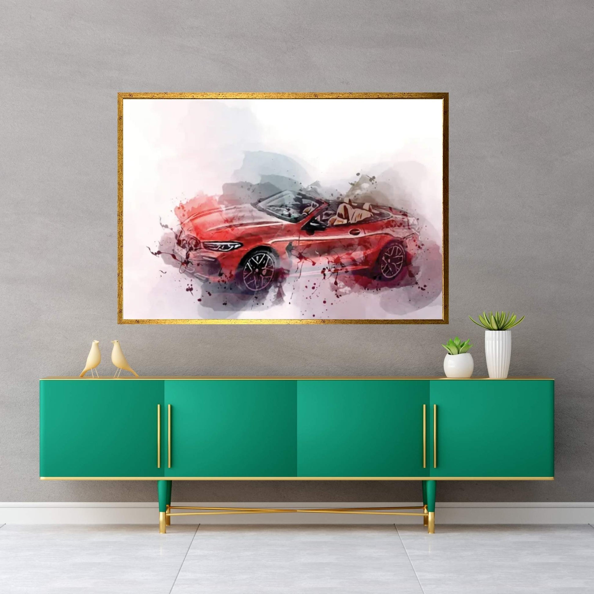 BMW M8 Competition Cabrio Red Cabriolet 2022 Canvas Wall Art - Y Canvas