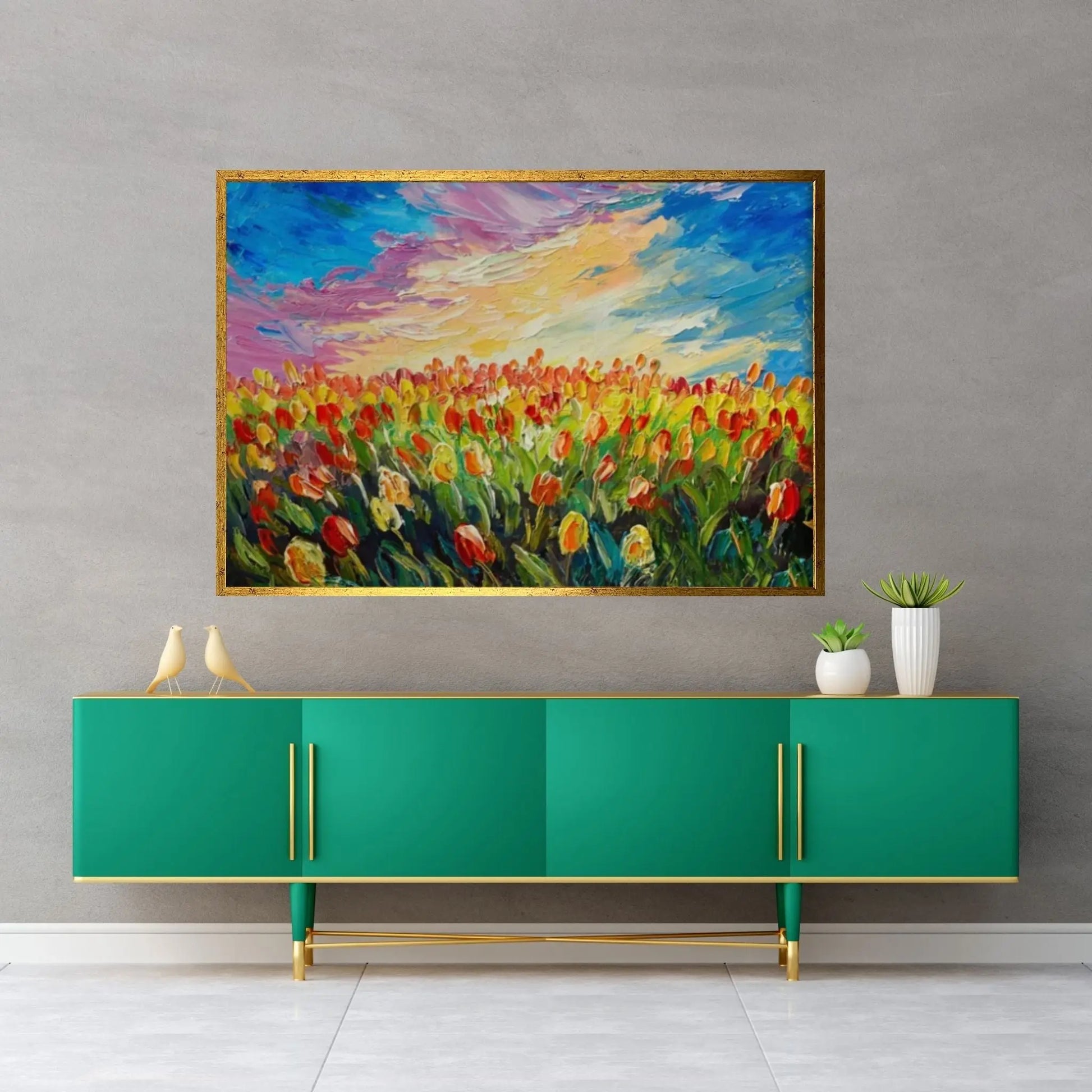 Tulip Oil Painting Tulip Canvas Art Tulip Wall Art Tulip Wall Decor - Y Canvas