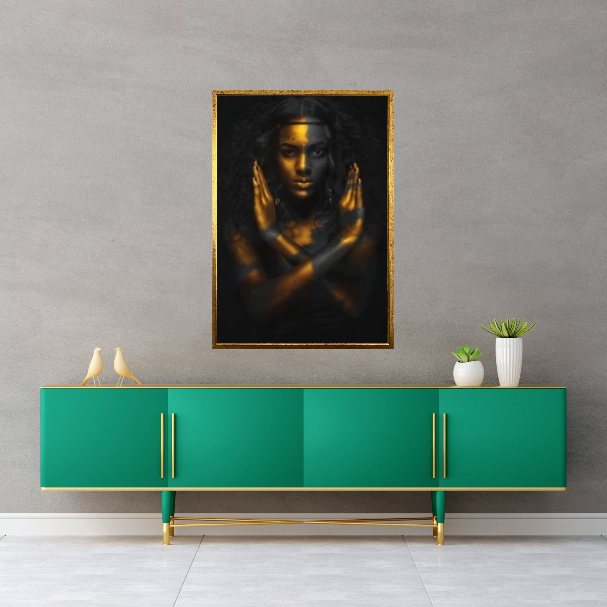 African Black Warrior Woman Portrait, Colorful Wall Art, African Woman Makeup Wall Art - Y Canvas