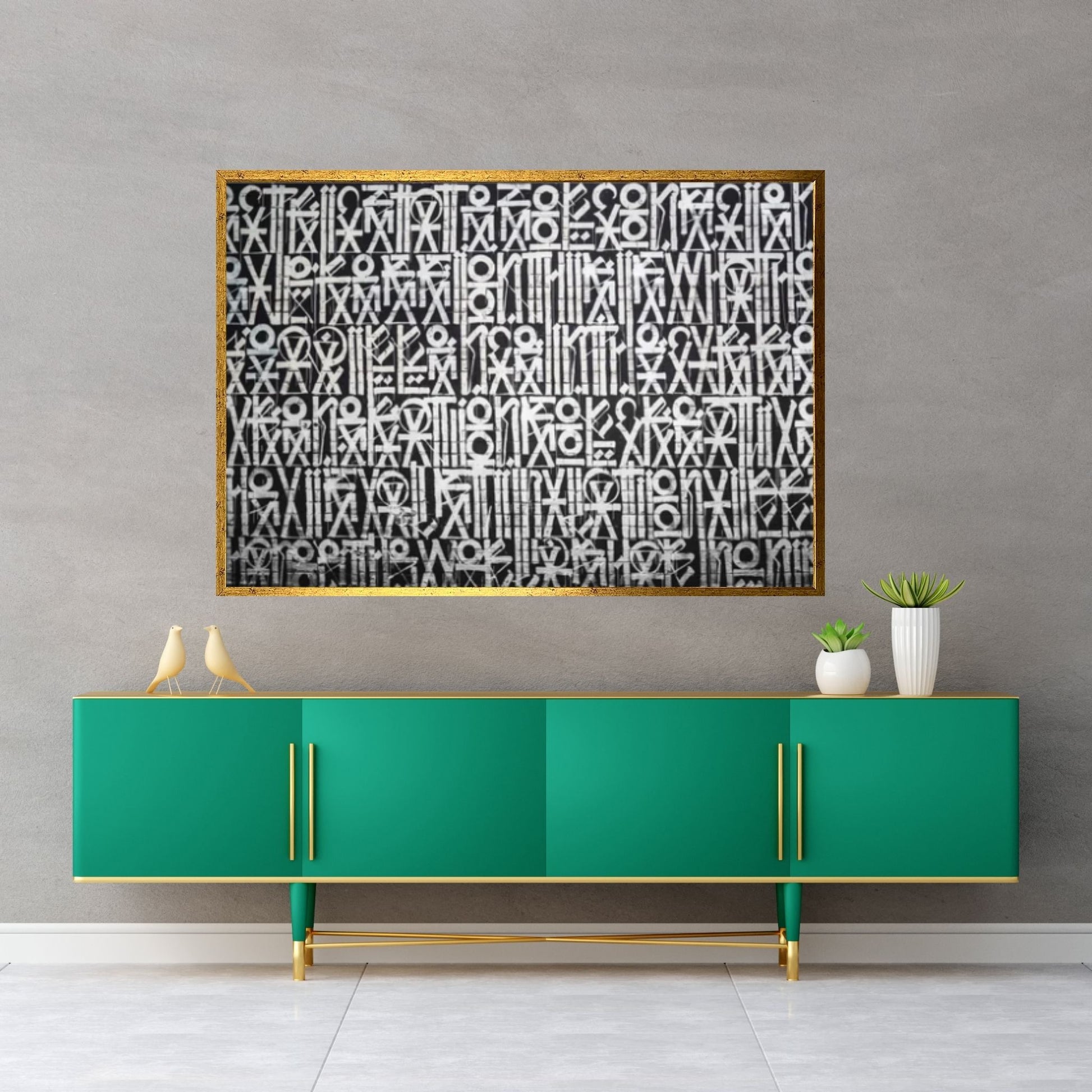 Abstract Retna Wall Art Graffiti, American Black & White Reproduction Painting Wall Art Poster - Y Canvas