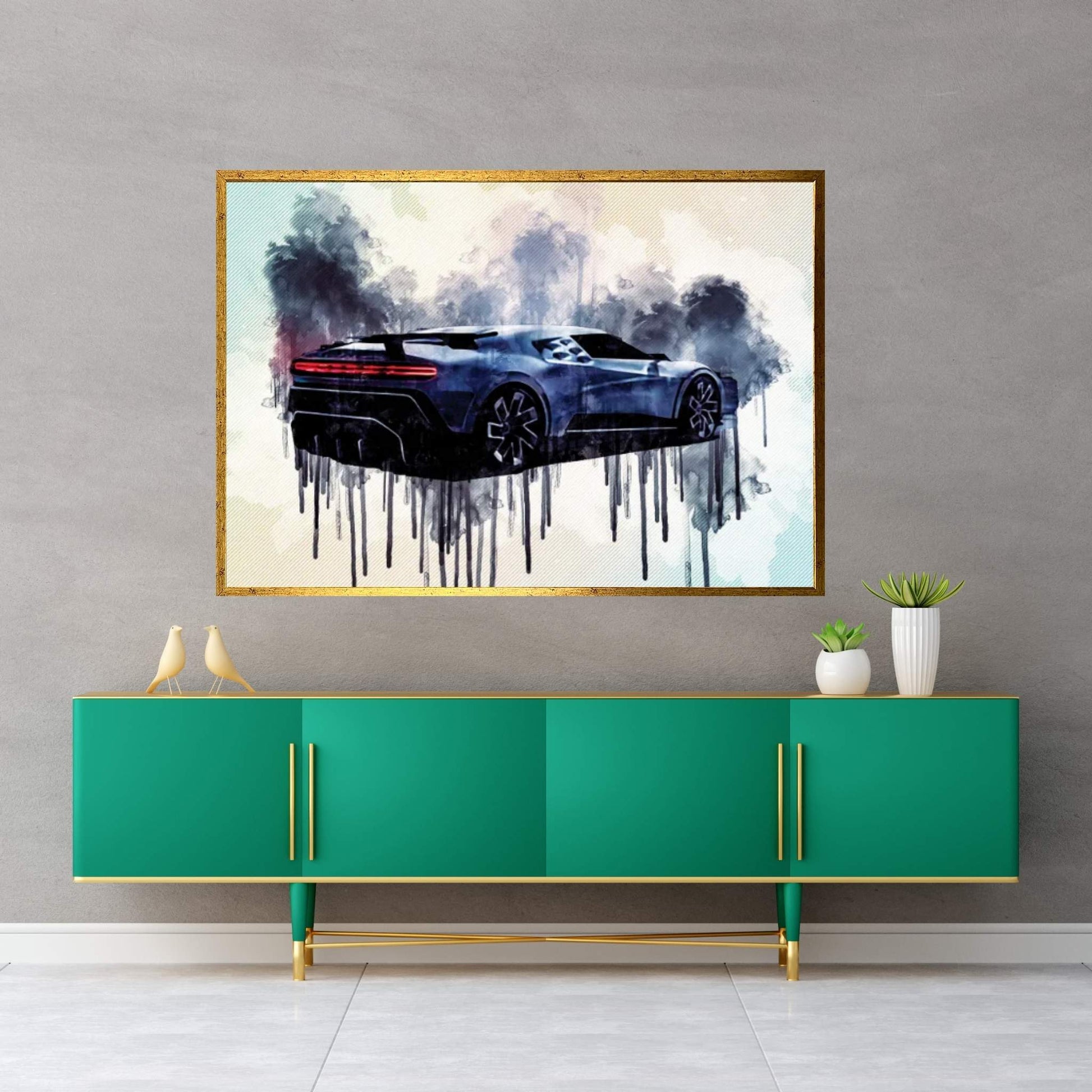 Bugatti Centodieci Exterior Rear View Hypercar Canvas Wall Art - Y Canvas