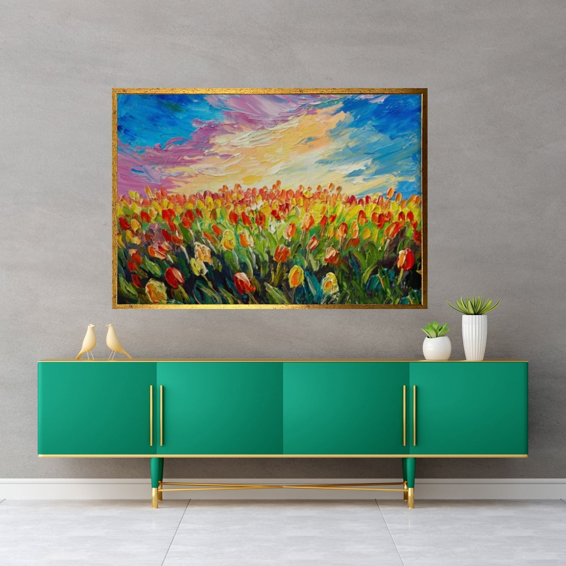 Tulip Oil Painting Tulip Canvas Art, Tulip Wall Art Tulip Wall Decor - Y Canvas