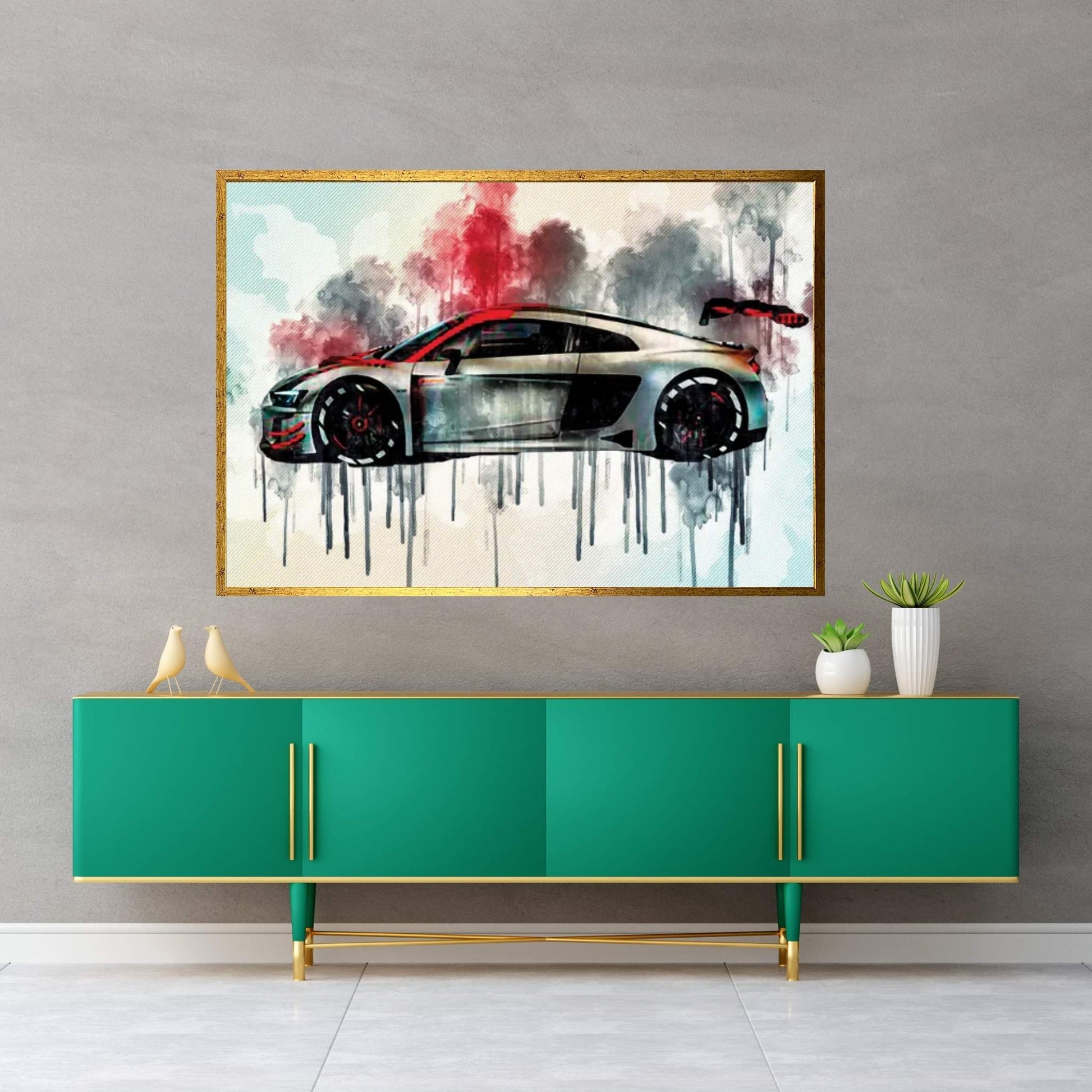 Audi R8 Lms 2019 Side View Tuning R8 Exterior Racing Car Canvas Wall Art - Y Canvas