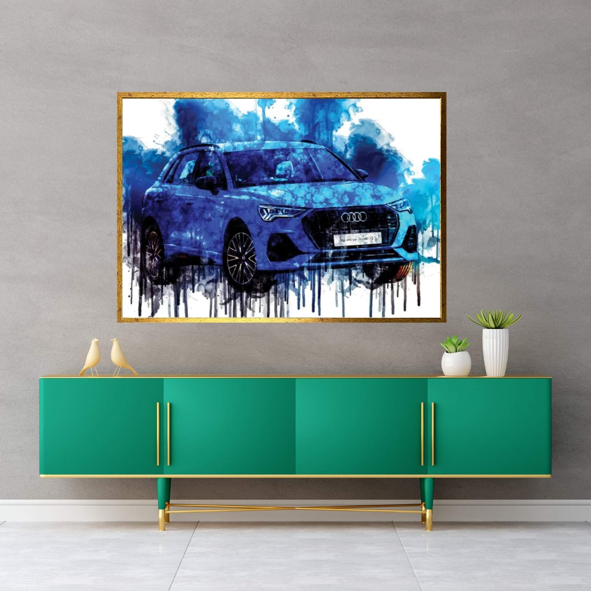 Car Audi Q3 35 TFSI S Line 2019 Canvas Wall Art - Y Canvas