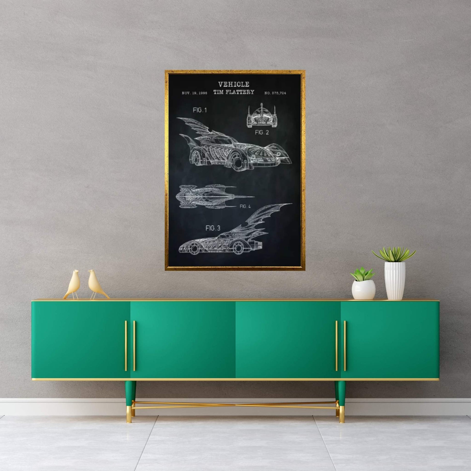 Batmobile II, Black Canvas Wall Art - Y Canvas