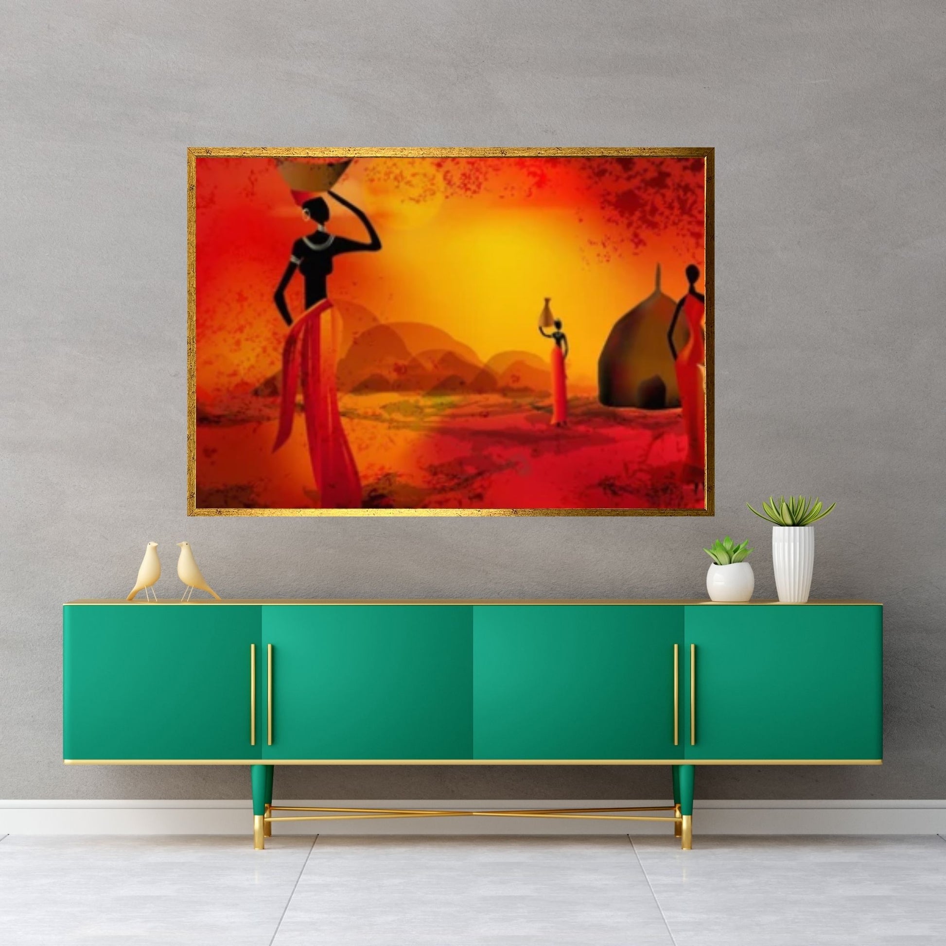 African Women Canvas Wall Art, African Afro Art Canvas, Black Woman Canvas, African Woman Art - Y Canvas