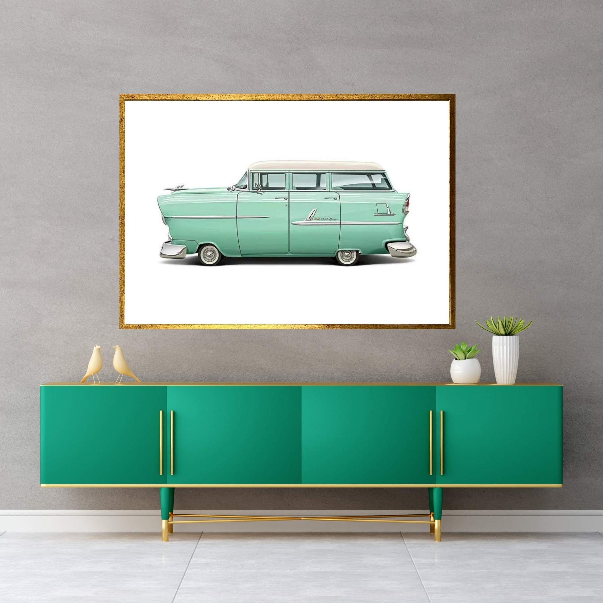 1955 Chevrolet Belair Wagon Canvas Wall Art - Y Canvas