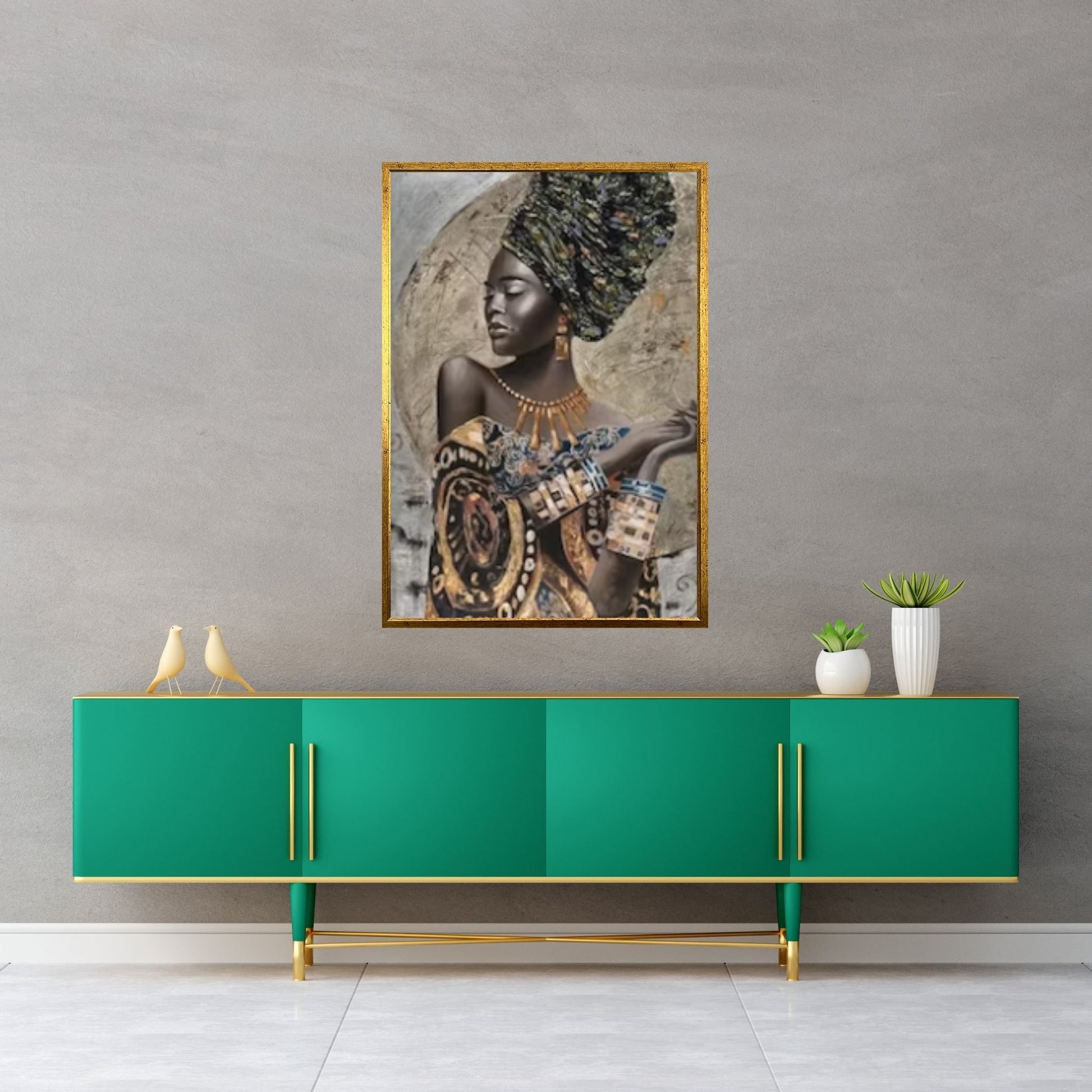 African Art Wall Decor, African Woman Makeup Wall Art, Modern Gold Lips Wall Art - Y Canvas