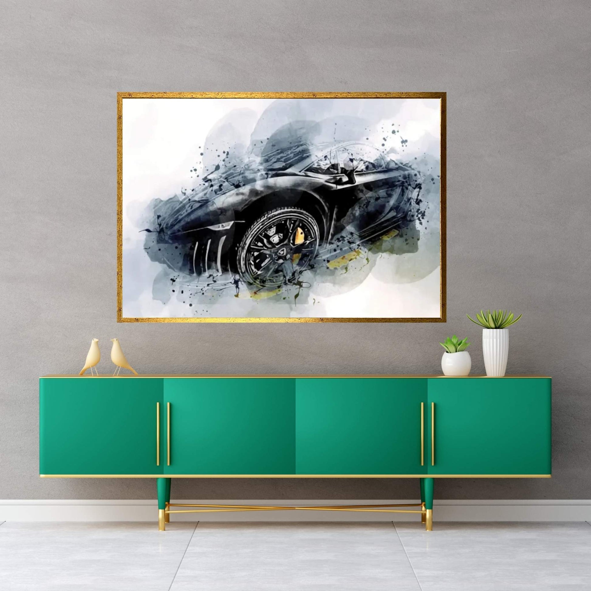 Lamborghini Gallardo Supercars Street Monochrome Canvas Wall Art - Y Canvas