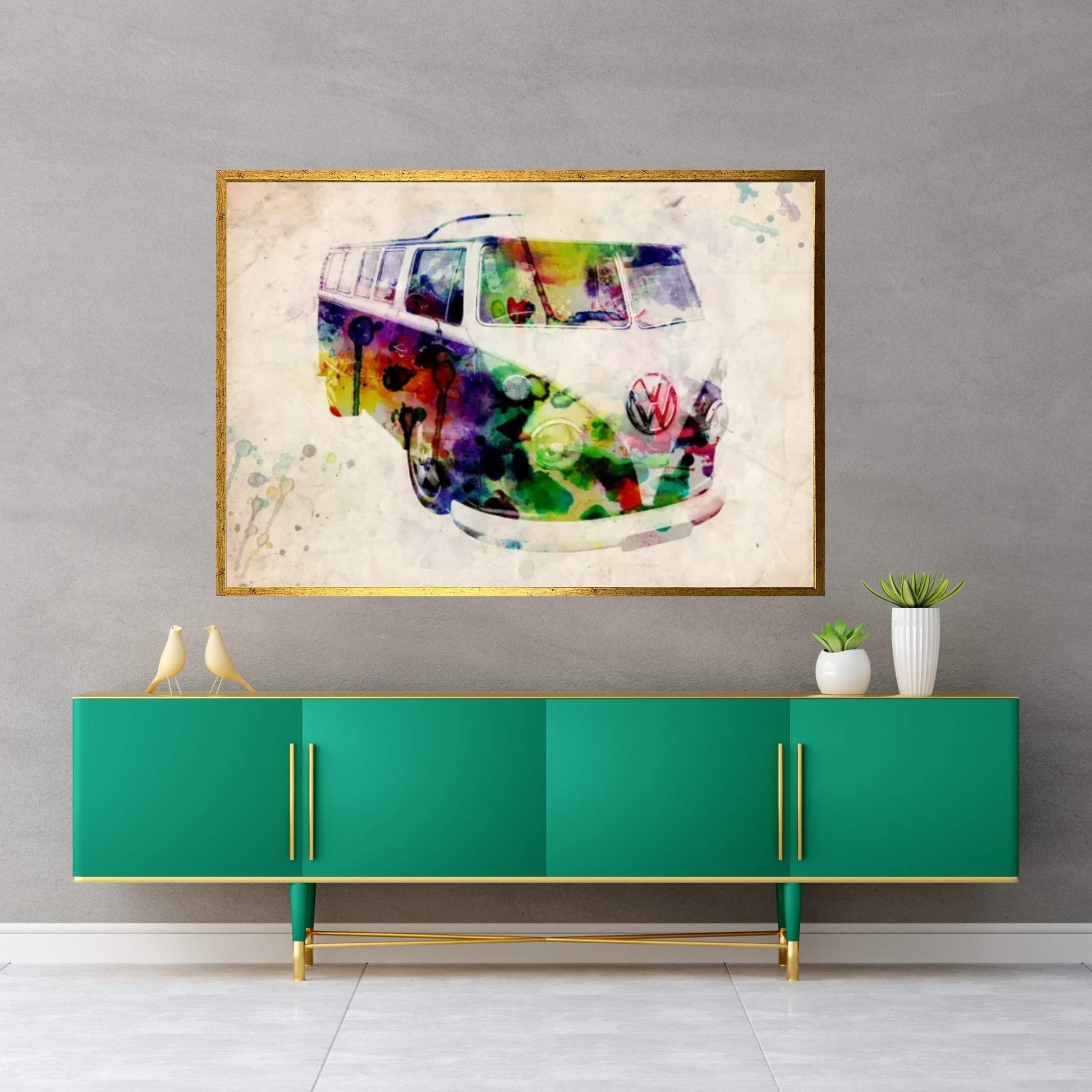 VW Camper Van (Urban) Canvas Wall Art - Y Canvas