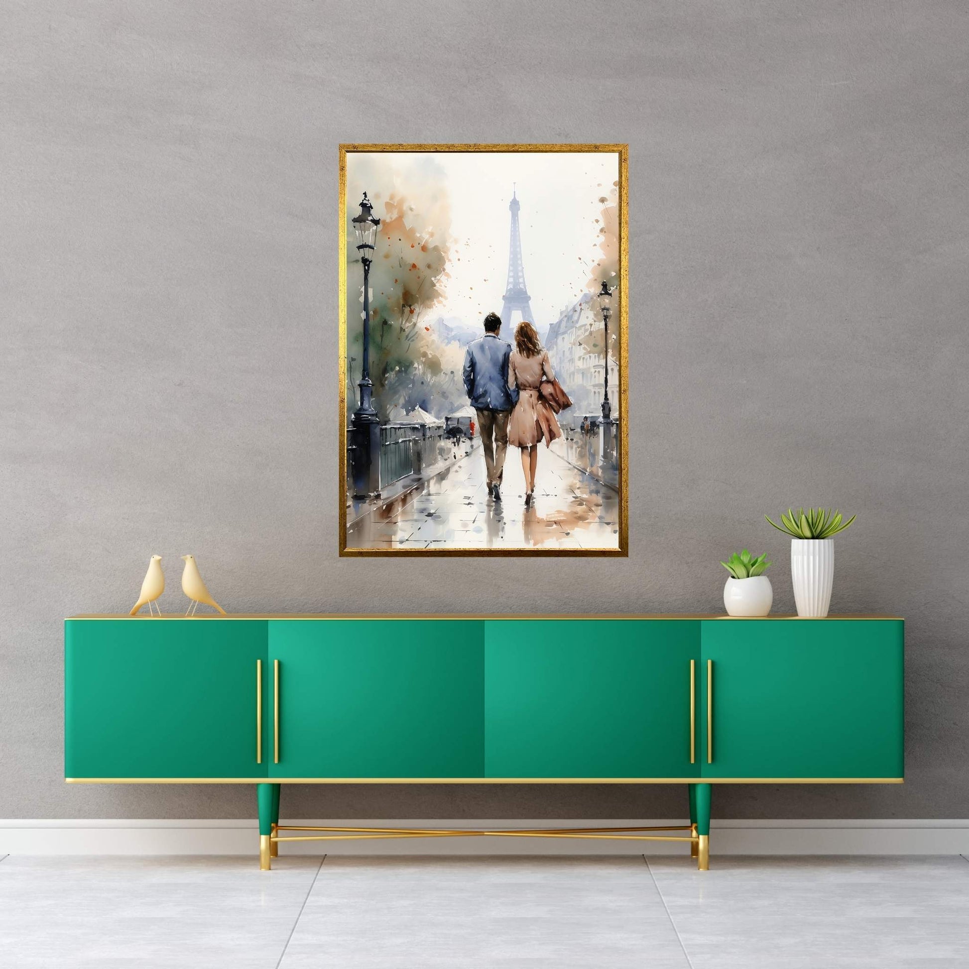 Love Walk in Paris Dear Couple, Man and Woman Canvas Wall Art - Y Canvas