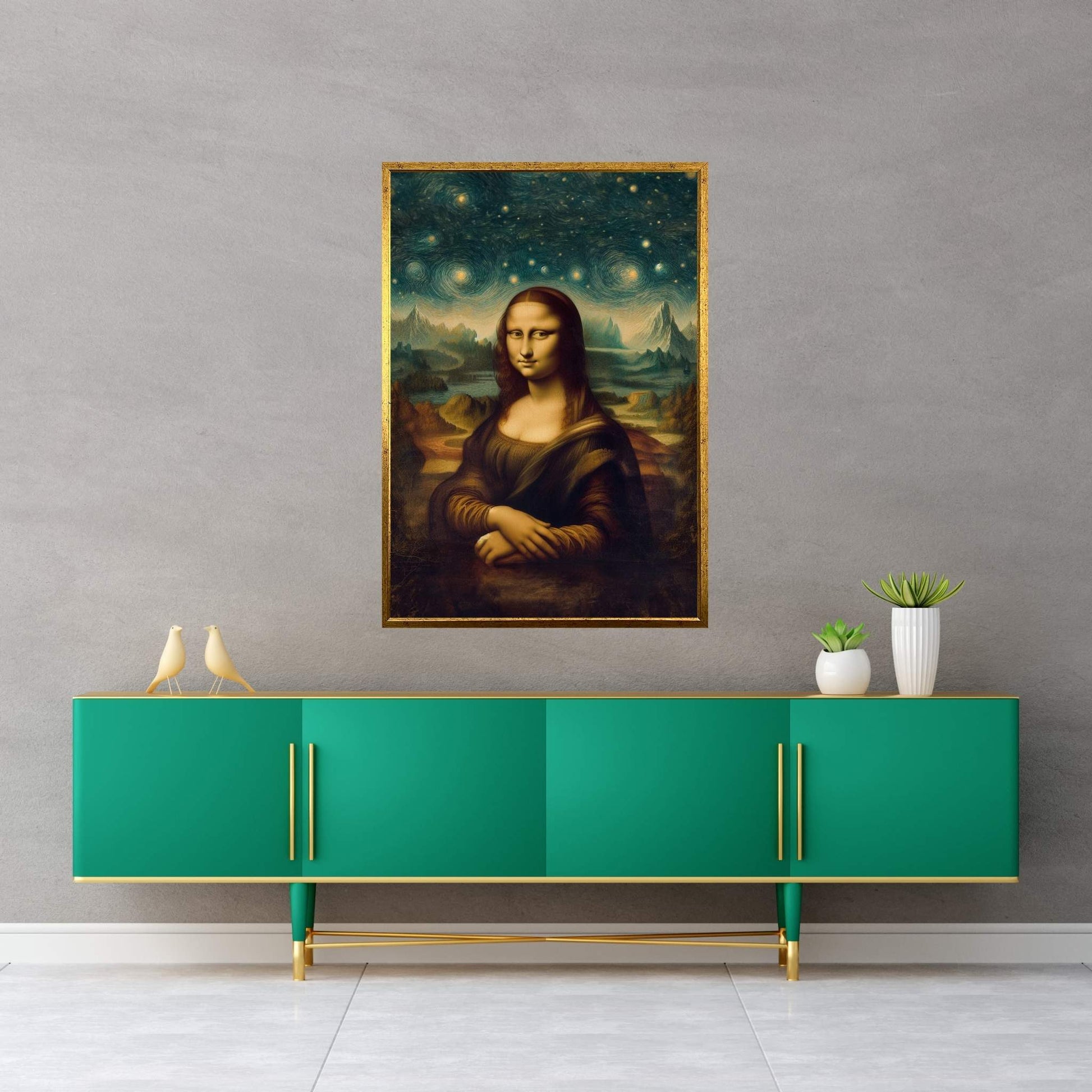 Modern Mona Lisa Van Gogh Style Reproduction Modern Abstract Canvas Wall Art - Y Canvas