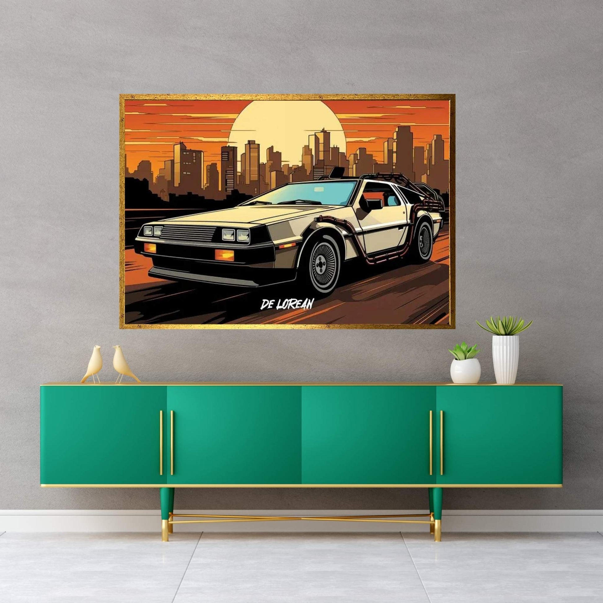 DeLorean Comic Canvas Wall Art - Y Canvas