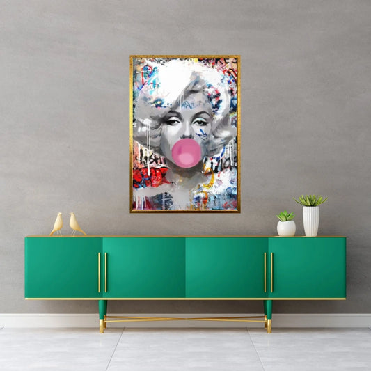 Marilyn Monroe Wall Art Canvas / Monroe Pink Bubble Gum Art Poster Canvas Wall Art - Y Canvas