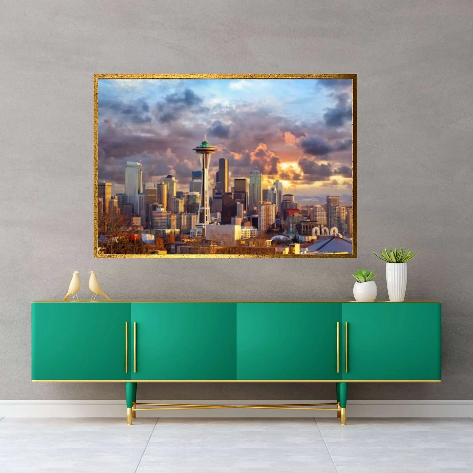 Skyline in Seattle Canvas Design Poster Canvas Wall Art - Y Canvas