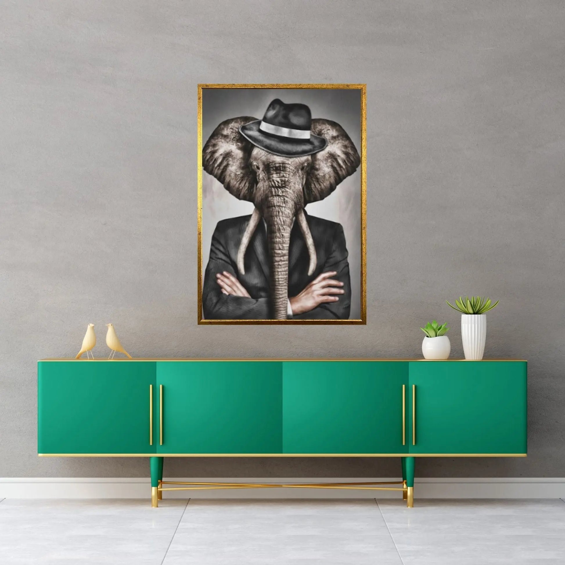 Abstract Animal Elephant Wall Art Poster Creative Animal Modeling Wall Art Canvas - Y Canvas