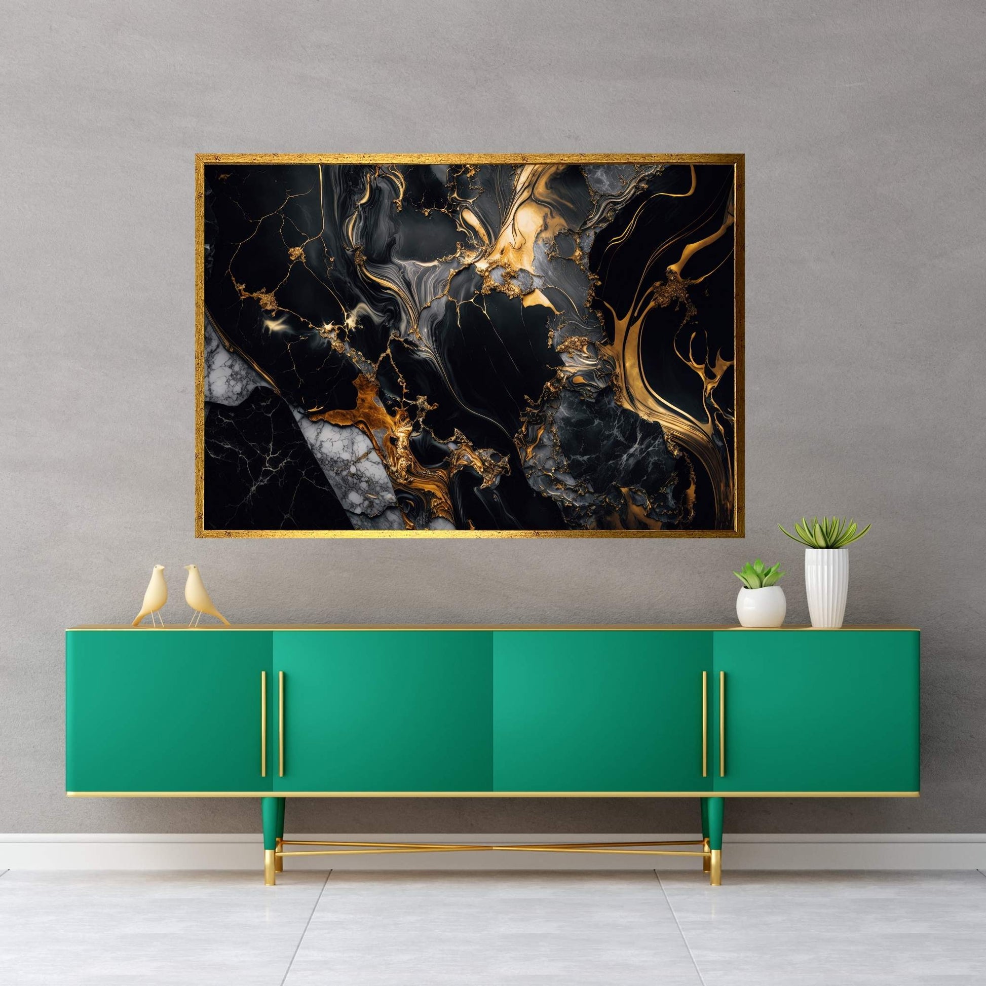 Abstract White Gold Black Marble Canvas Wall Art Home Decor - Y Canvas