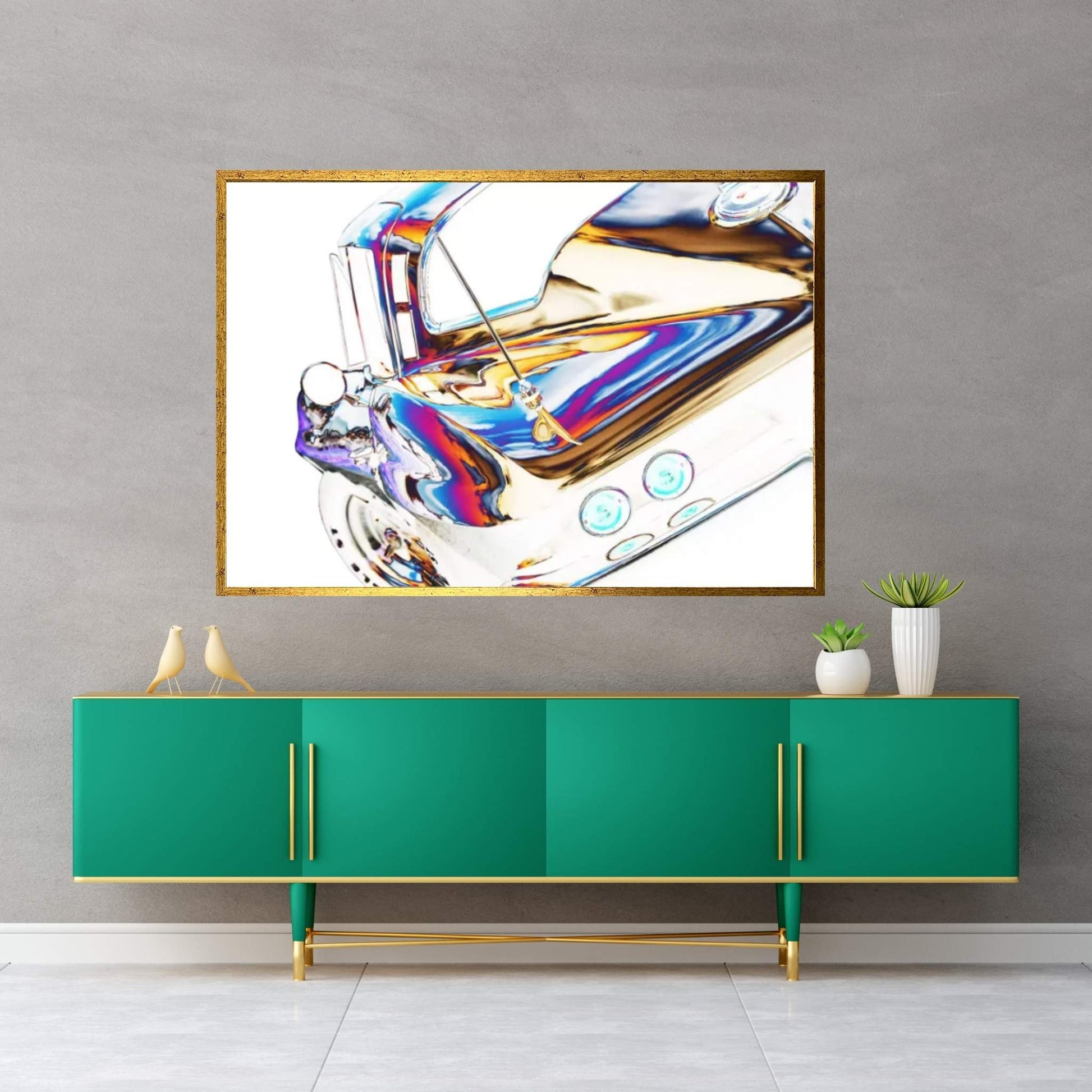 1964 Corvette Stingray, Abstracted Canvas Wall Art - Y Canvas