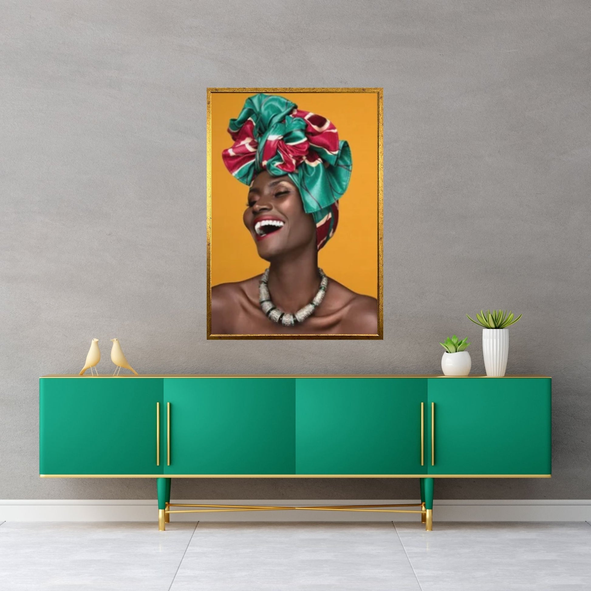 African Woman Portrait Wall Art /African Woman Canvas Print / African American Home Decor Black Woman Make Up Home Decor - Y Canvas