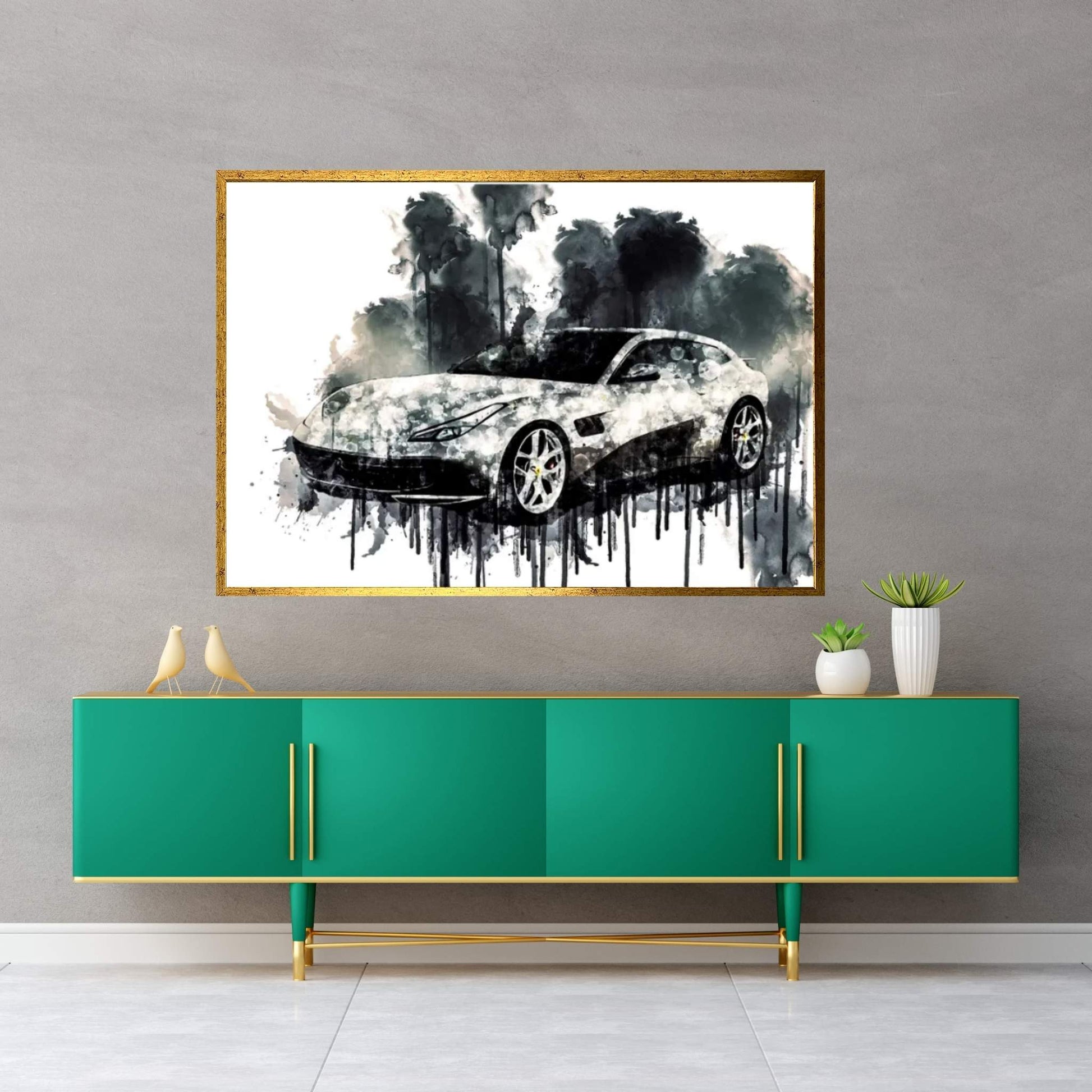 Car 2017 Ferrari GTC4Lusso T Canvas Wall Art - Y Canvas