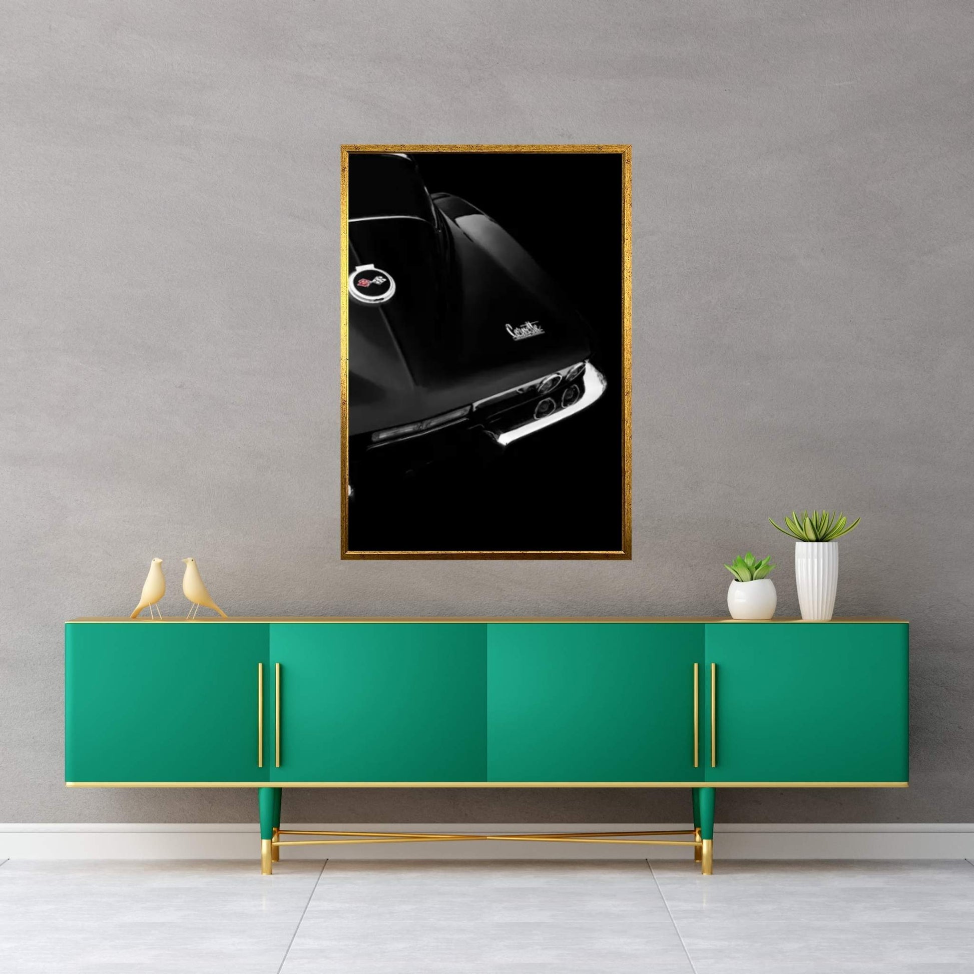 The Corvette Stingray In Black Canvas Wall Art - Y Canvas