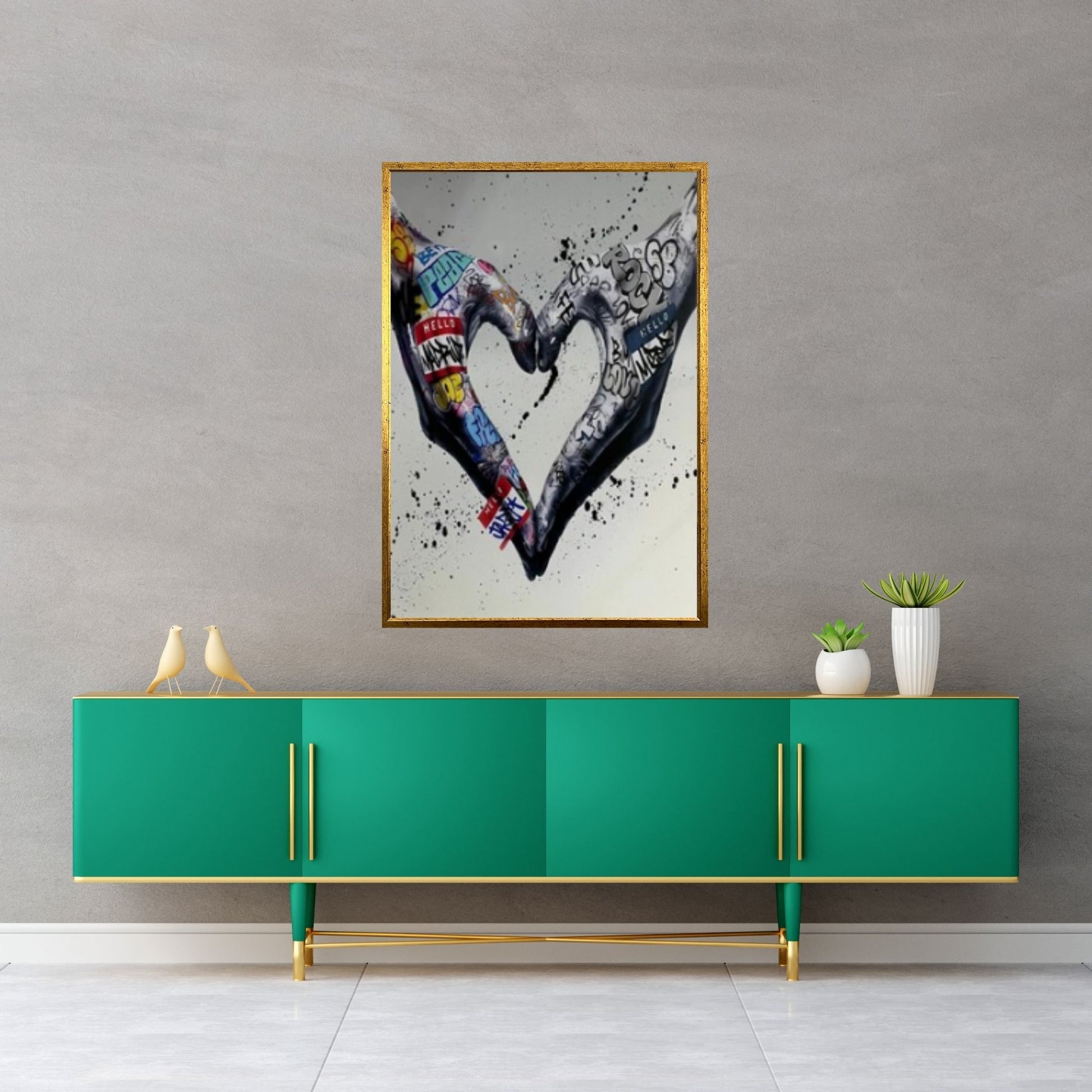 Couple Holding Hands Graffiti Painting, Love Wall Decoration, Graffiti Wall Art, Romantic Couple - Y Canvas