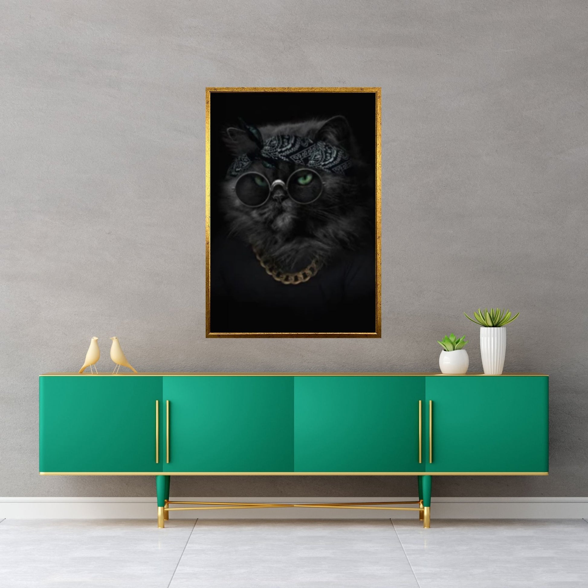 Boss Cat Wall Art, Cat Canvas, Modern Cat Canvas, Gangster Cat Canvas - Y Canvas