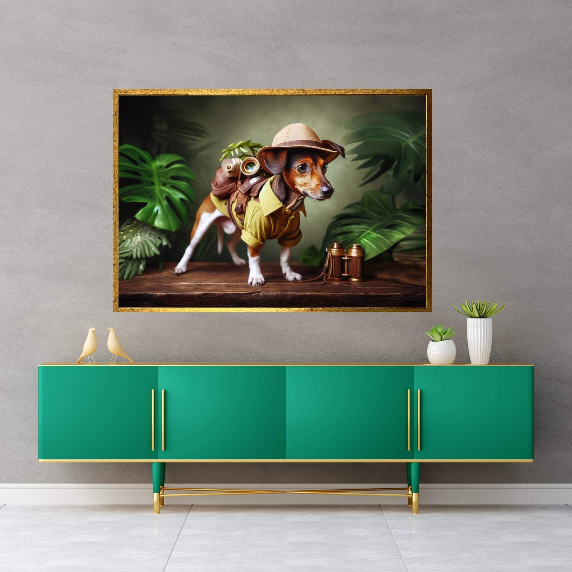 Adventurous Little Dog, Dog in the Forest Canvas Wall Art - Y Canvas