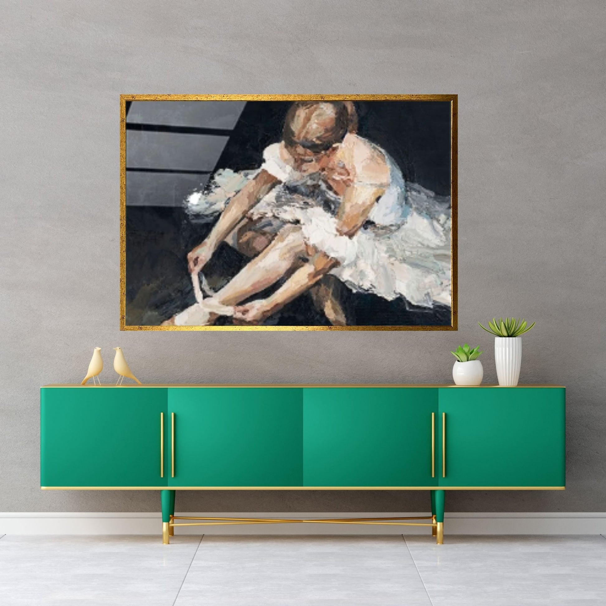 Large Ballerina Canvas Painting, Dancing Girl Oil Painting, Abstract Modern Art Ballerina - Y Canvas