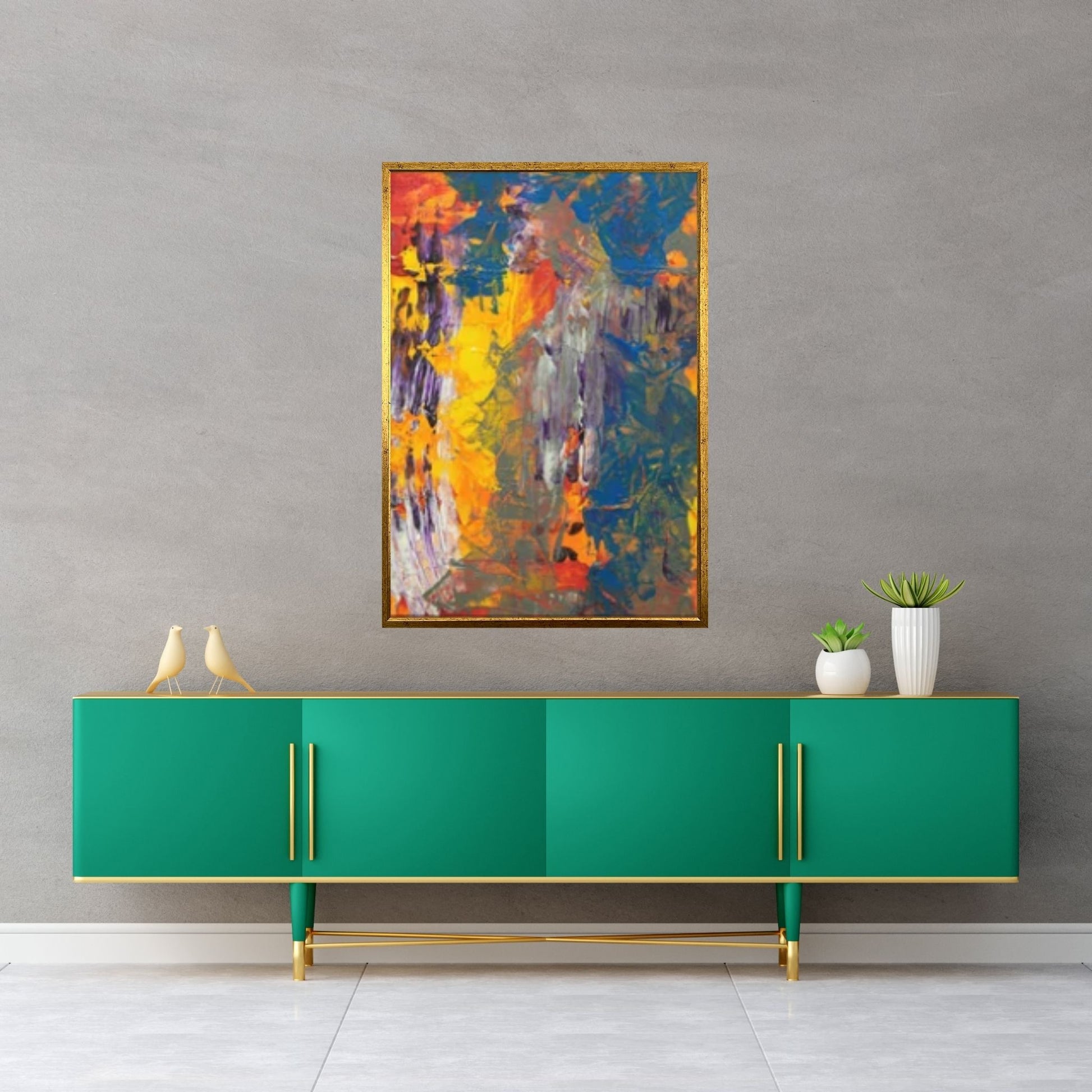 Large Yellow Painting Abstract Art, Contemporary Art Modern Oil Painting - Y Canvas