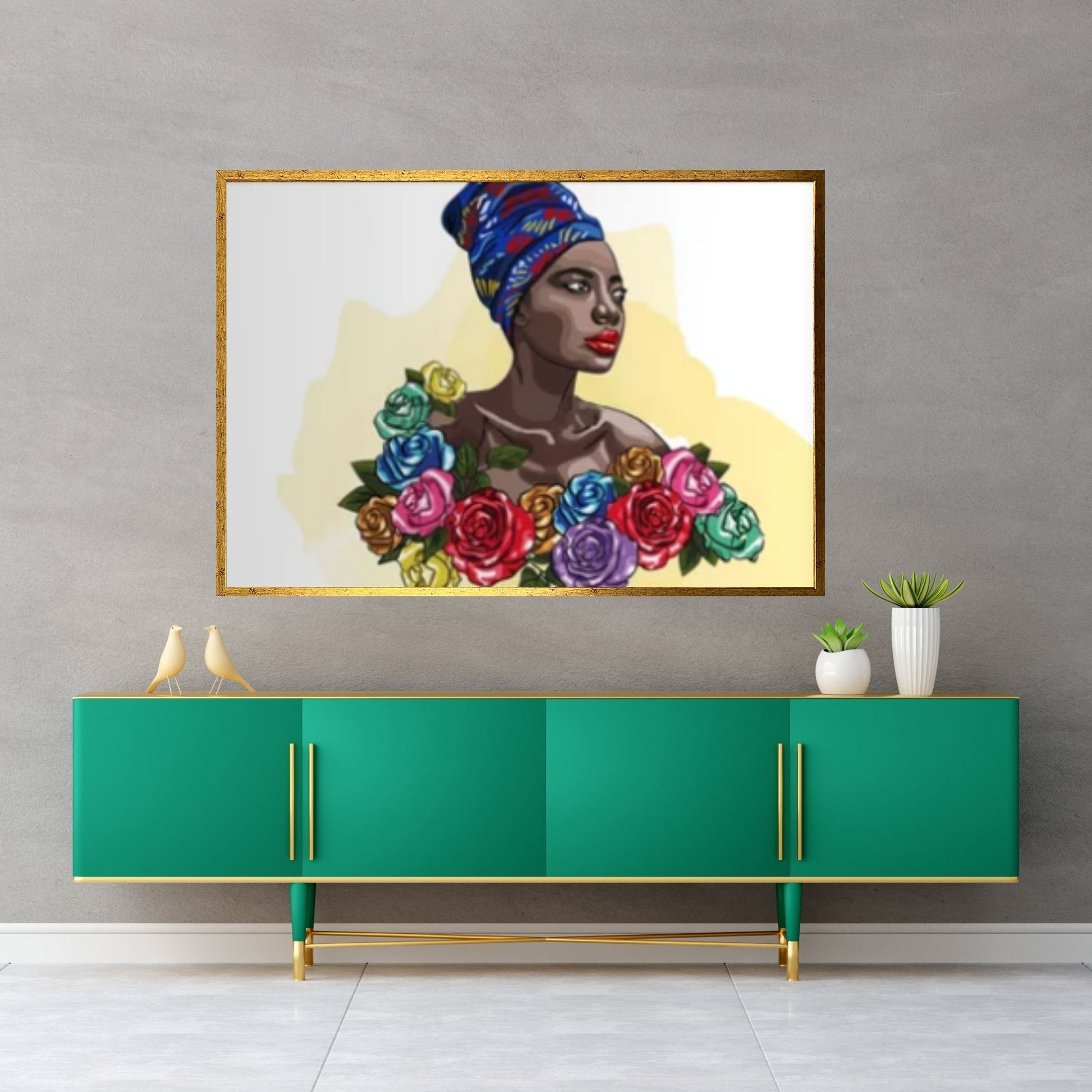 African Art Wall Decor, African Woman Makeup Wall Art, Abstract Canvas Art - Y Canvas