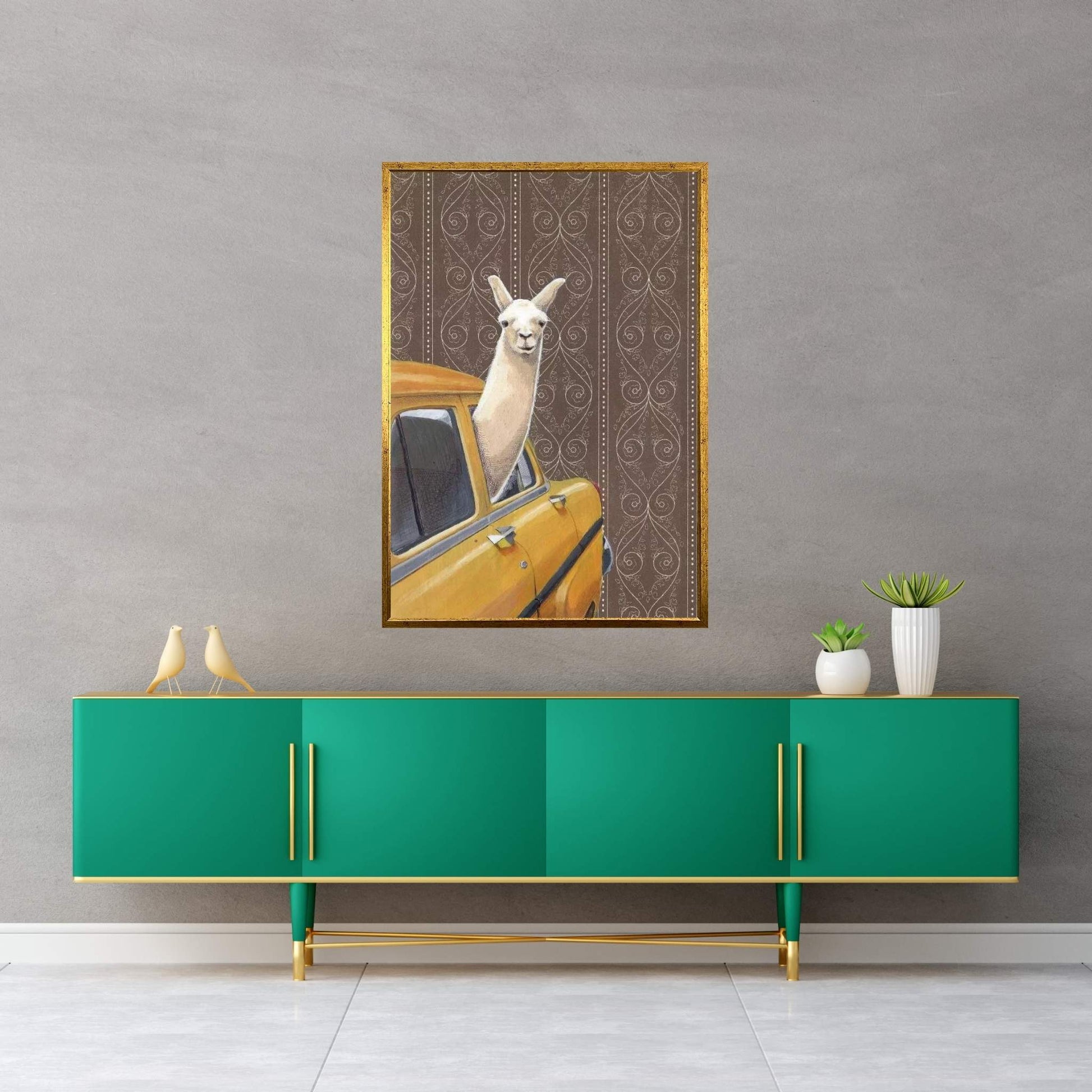 Taxin Llama Canvas Wall Art - Y Canvas