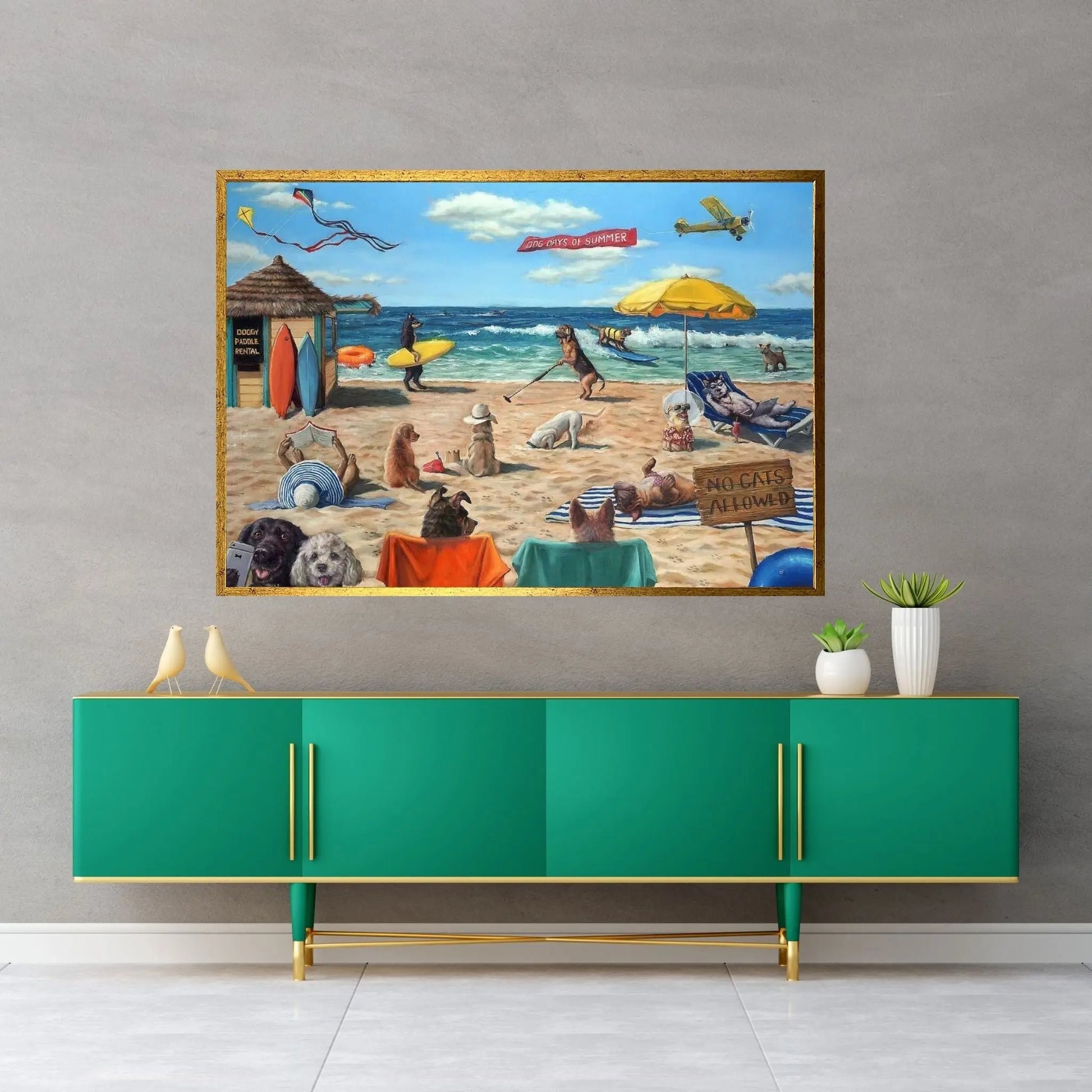 Dog Beach Canvas Wall Art - Y Canvas