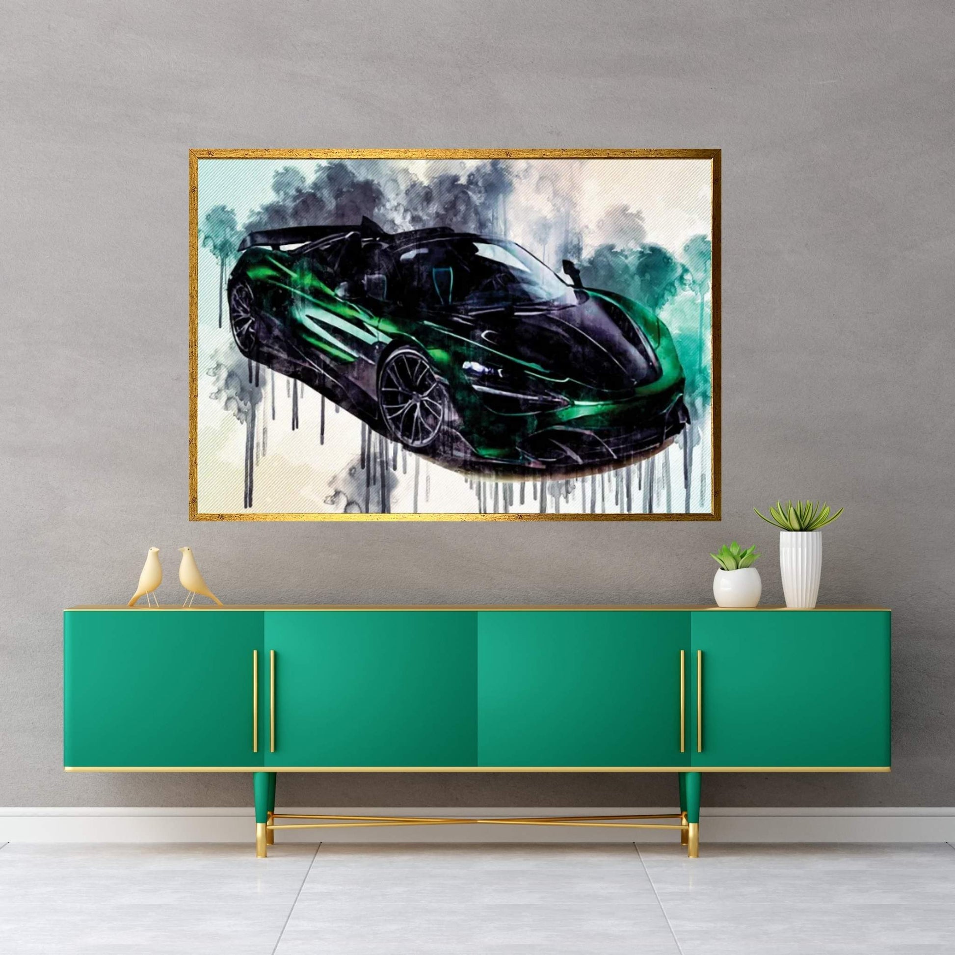 Topcar Mclaren 720S Spider Fury 2020 Hypercar Front View Green Roadster Tuning Canvas Wall Art - Y Canvas