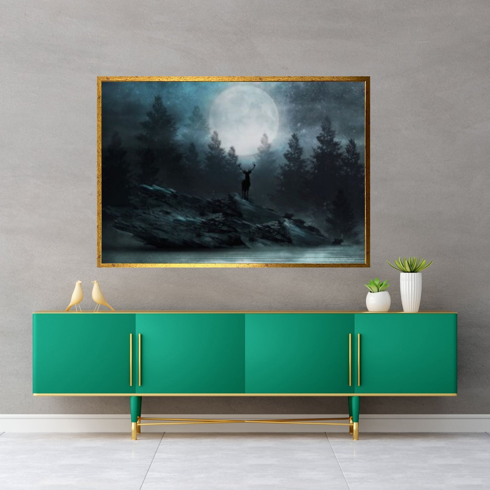 Sea At Night Vintage Canvas Wall Art Painting - Seascape Oil Canvas Painting - Sea Under Night Moonlight Art Print - Y Canvas