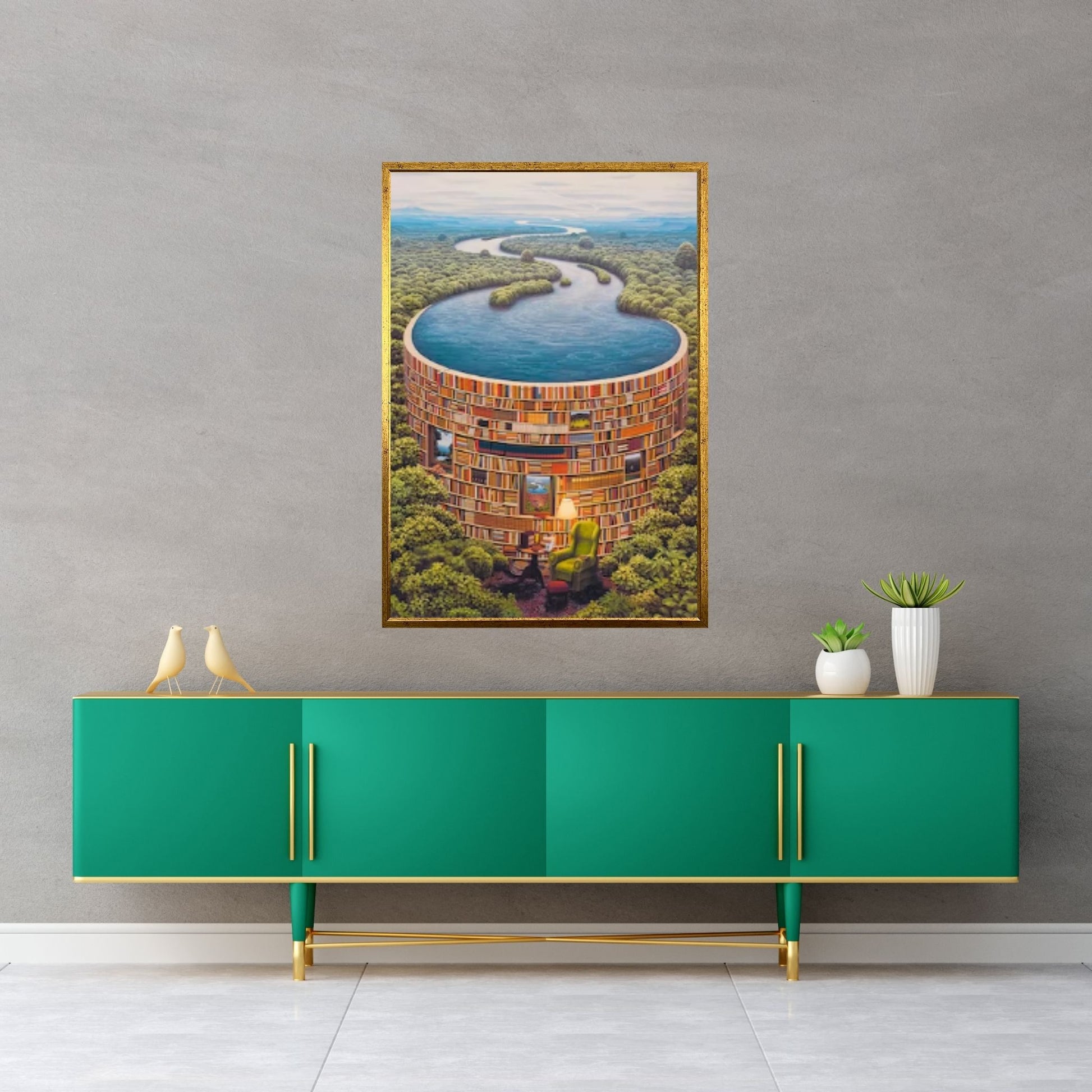 Library Canvas Wall Art, Library Painting, Books Canvas Painting, Surreal Library Canvas Painting - Y Canvas