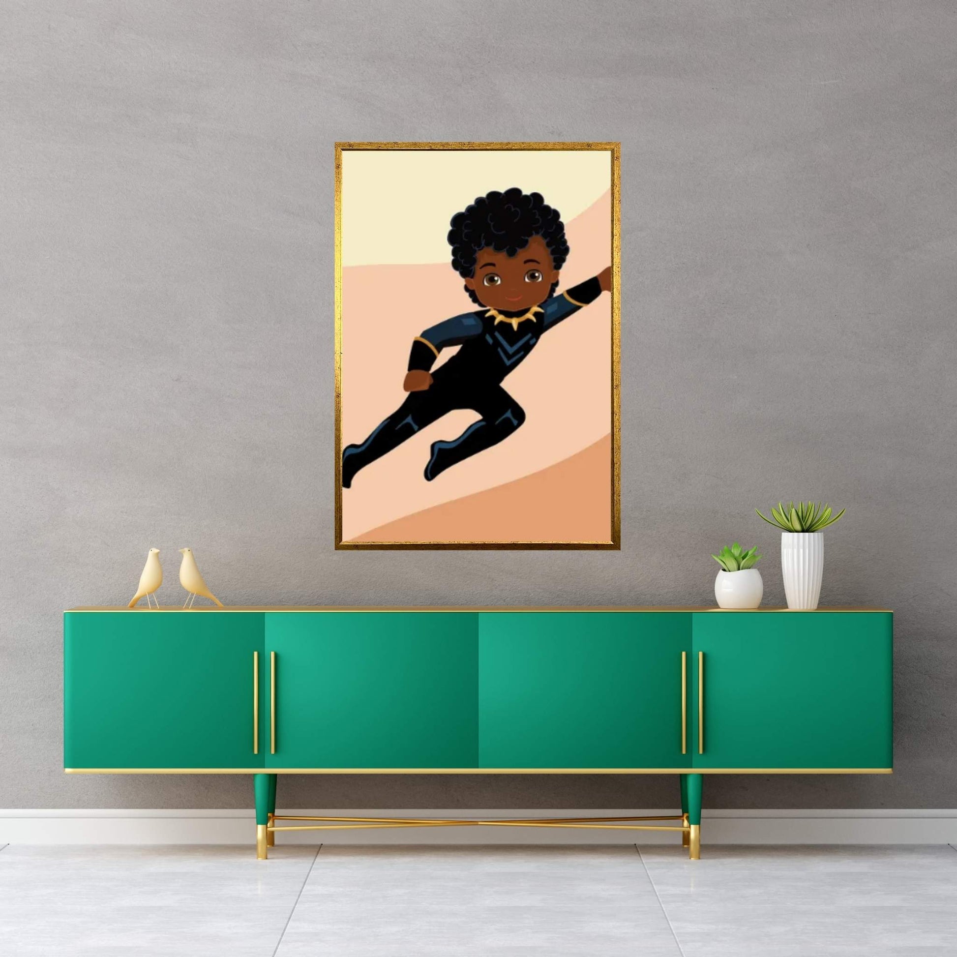 Black Panther Kid Canvas Wall Art - Y Canvas