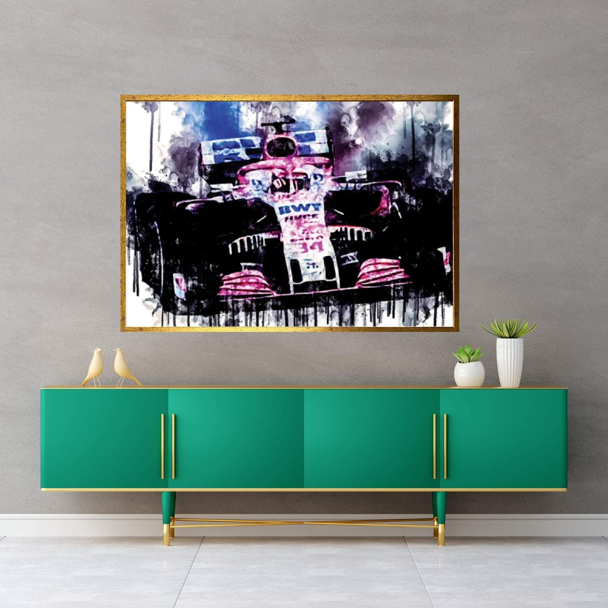 2018 Force India VJM11 F1 Formula Car Vehicle CDXCIX Canvas Wall Art - Y Canvas