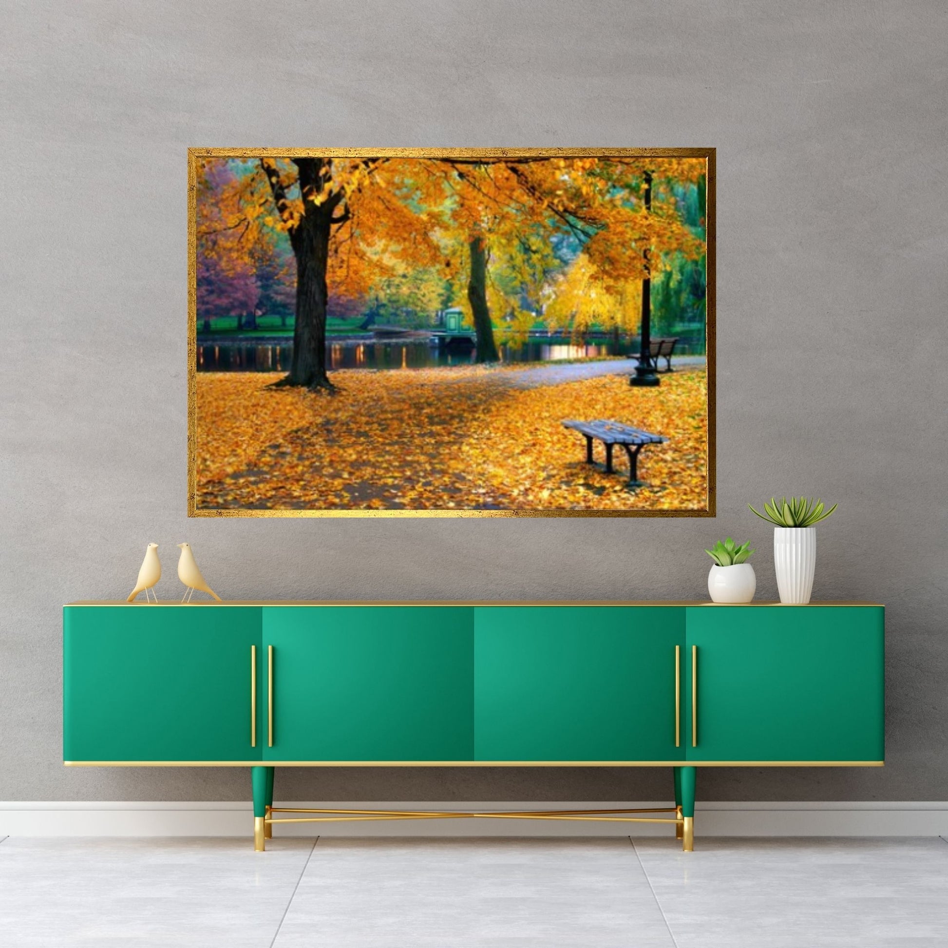 Autumn Landscape Canvas Wall Art Decor, Autumn Landscape Art Canvas, Forest Landscape Canvas Art - Y Canvas